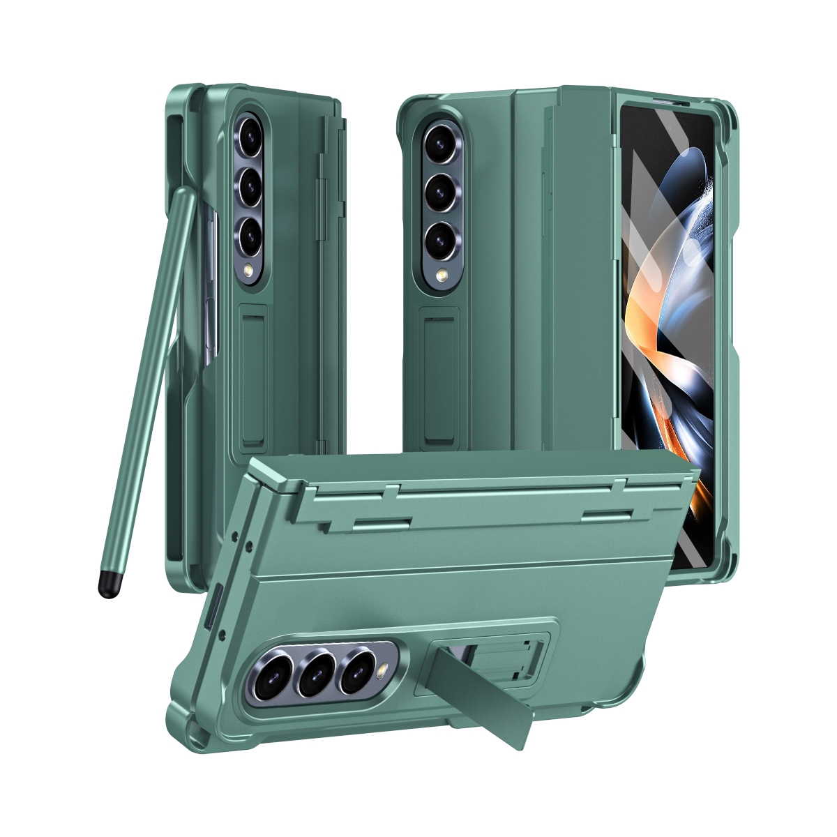 For Samsung Galaxy Z Fold4 Diamond Case-film Integral Hinge Shockproof Phone Case with Pen(Green) For Samsung Galaxy Z Fold4 Diamond Case-film Integral Hinge Shockproof Phone Case with Pen(Green)