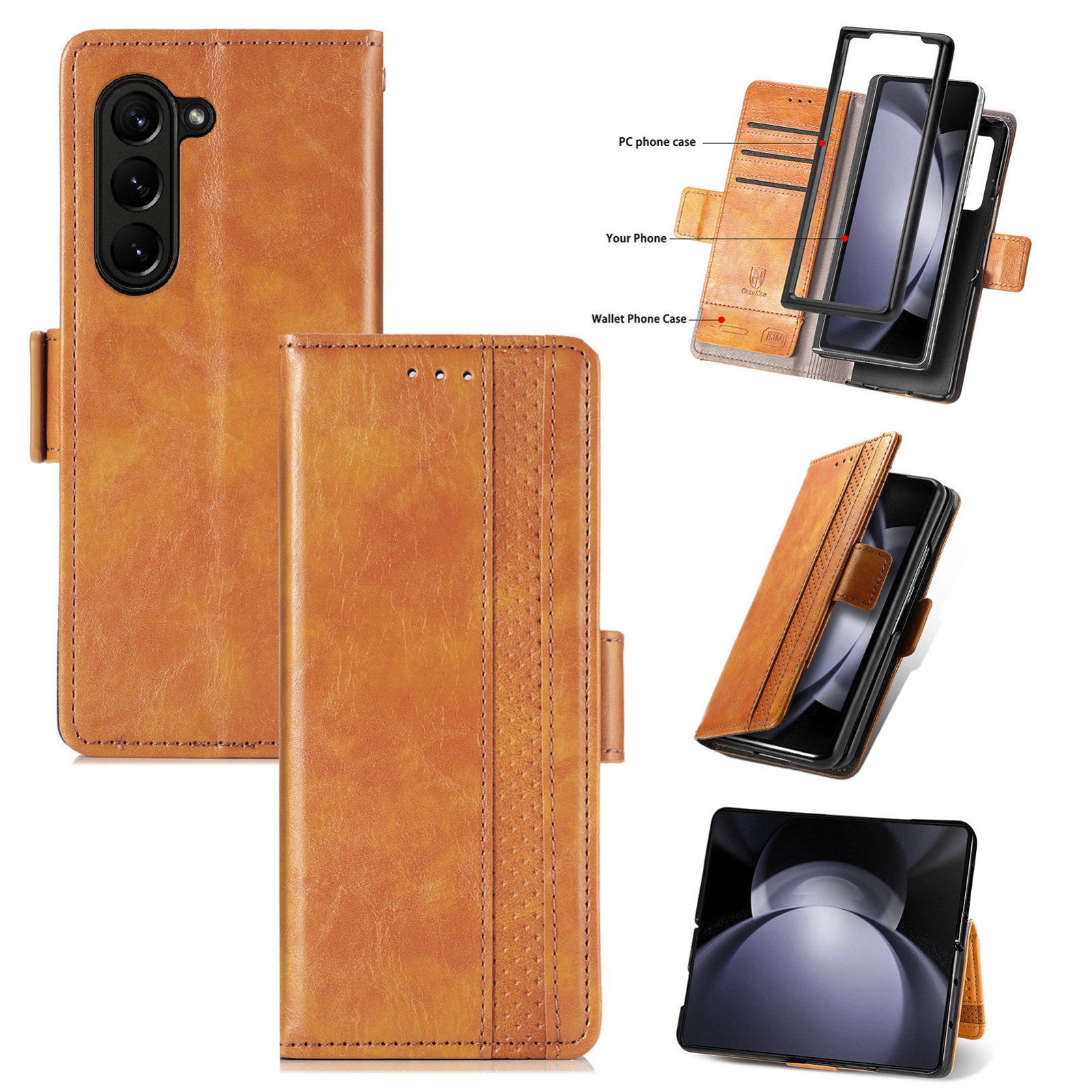 For Samsung Galaxy Z Fold5 5G CaseNeo Splicing Dual Magnetic Buckle Leather Phone Case(Khaki) For Samsung Galaxy Z Fold5 5G CaseNeo Splicing Dual Magnetic Buckle Leather Phone Case(Khaki)