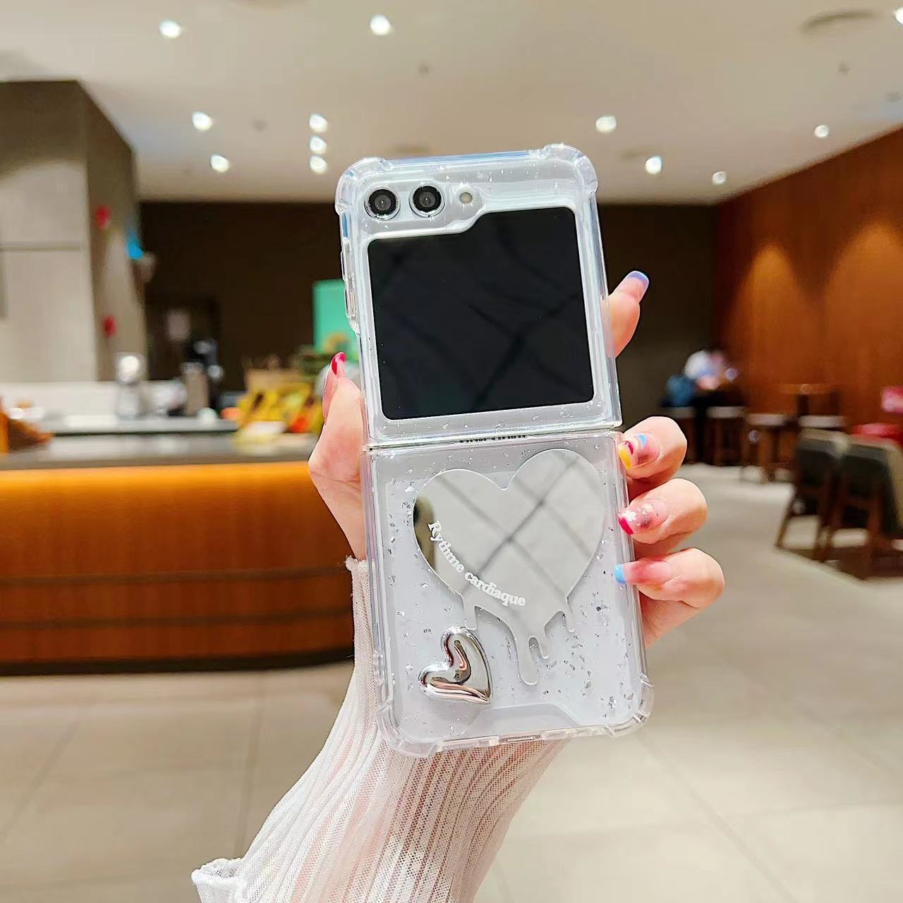 For Samsung Galaxy Z Flip6 Electroplated Mirror Love Heart Phone Case(Mirror) For Samsung Galaxy Z Flip6 Electroplated Mirror Love Heart Phone Case(Mirror)