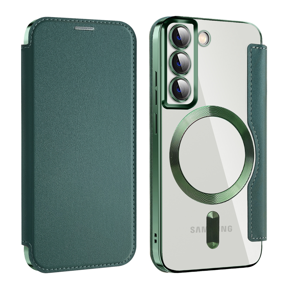 For Samsung Galaxy S22 5G Shield MagSafe RFID Anti-theft Leather Phone Case(Green) For Samsung Galaxy S22 5G Shield MagSafe RFID Anti-theft Leather Phone Case(Green)