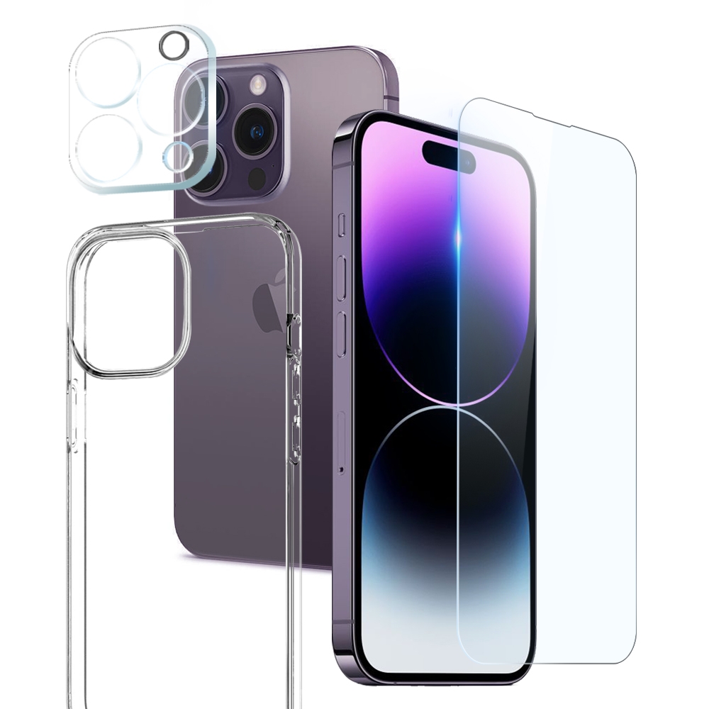 For iPhone 14 Pro NORTHJO 3 in 1 TPU Phone Case with Screen Film and Lens Film(Clear) For iPhone 14 Pro NORTHJO 3 in 1 TPU Phone Case with Screen Film and Lens Film(Clear)