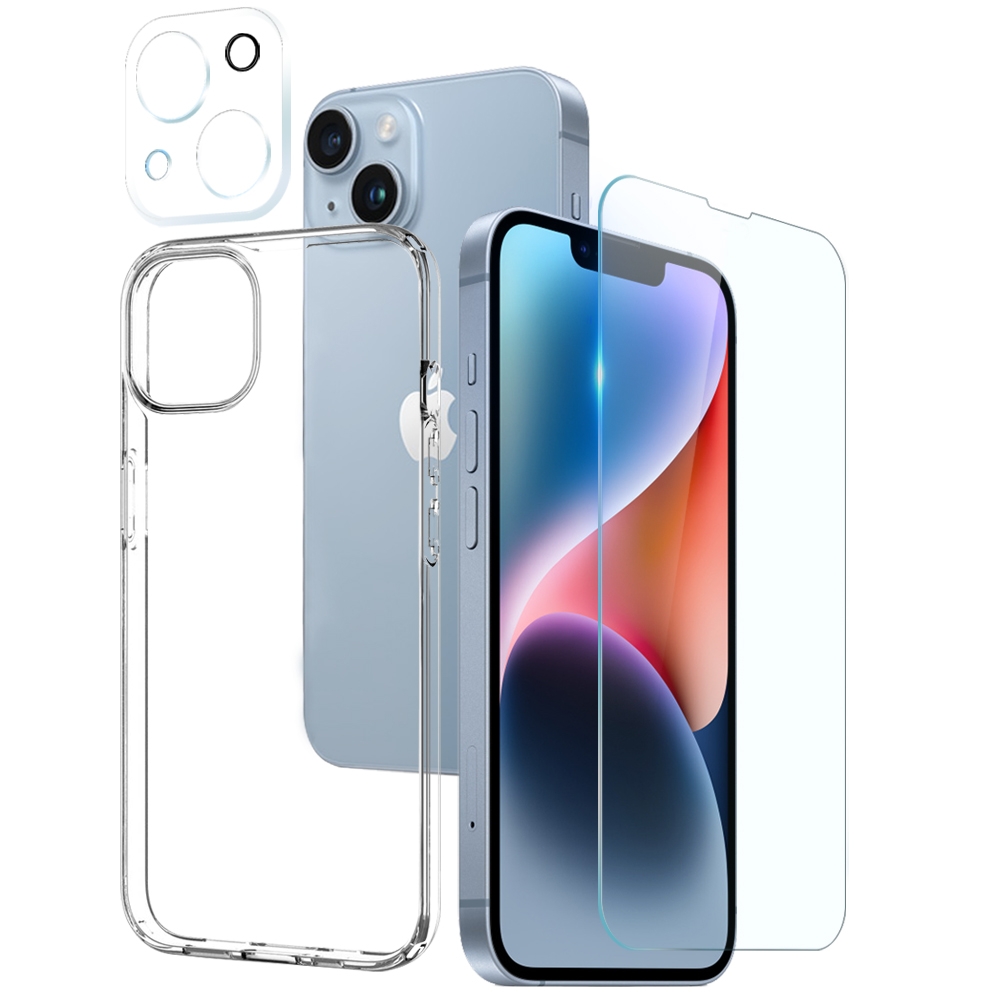 For iPhone 14 Plus NORTHJO 3 in 1 TPU Phone Case with Screen Film and Lens Film(Clear) For iPhone 14 Plus NORTHJO 3 in 1 TPU Phone Case with Screen Film and Lens Film(Clear)