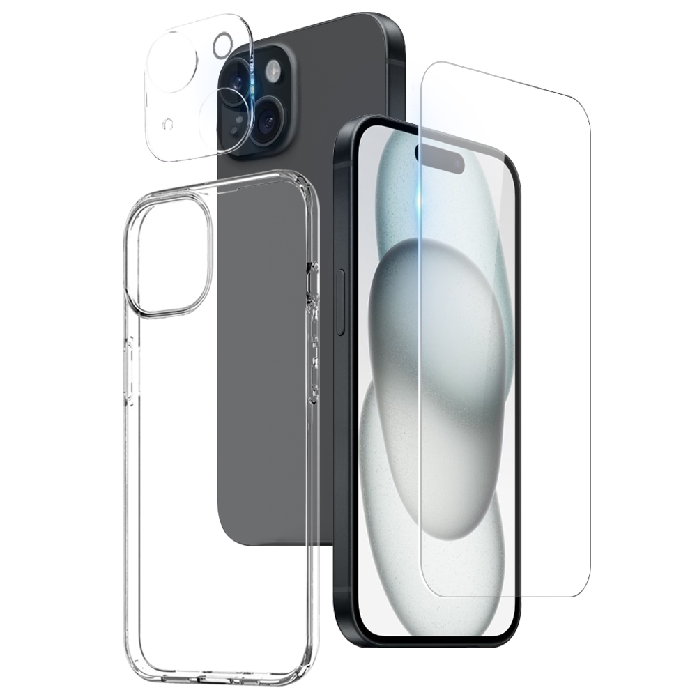 For iPhone 15 NORTHJO 3 in 1 TPU Phone Case with Screen Film and Lens Film(Clear) For iPhone 15 NORTHJO 3 in 1 TPU Phone Case with Screen Film and Lens Film(Clear)