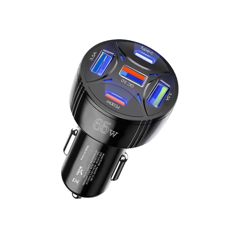 TE-P50 65W PD30W Type-C x 2 + USB x 3 Multi Port Car Charger(Black) TE-P50 65W PD30W Type-C x 2 + USB x 3 Multi Port Car Charger(Black)