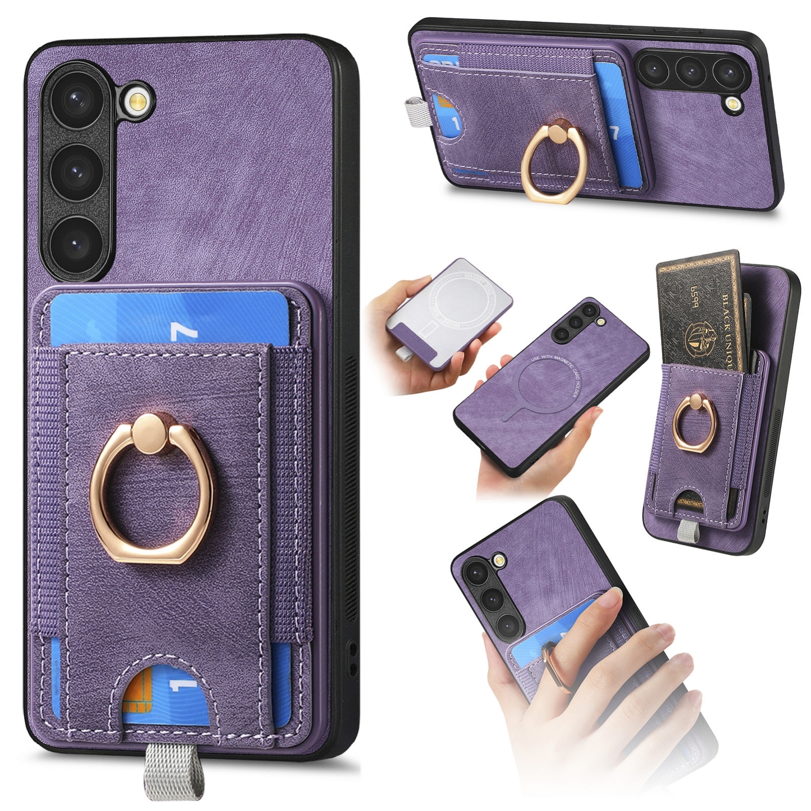 For Samsung Galaxy S23 5G Retro Splitable Magnetic Card Bag Leather Phone Case(Purple) For Samsung Galaxy S23 5G Retro Splitable Magnetic Card Bag Leather Phone Case(Purple)