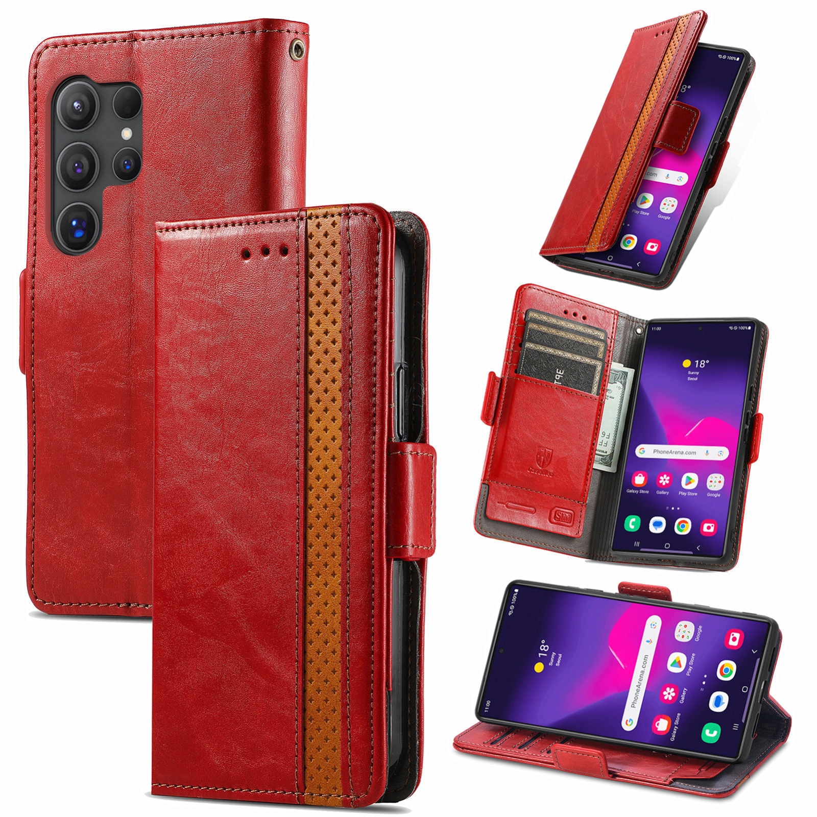 For Samsung Galaxy S24 Ultra 5G CaseNeo Splicing Dual Magnetic Buckle Leather Phone Case(Red) For Samsung Galaxy S24 Ultra 5G CaseNeo Splicing Dual Magnetic Buckle Leather Phone Case(Red)