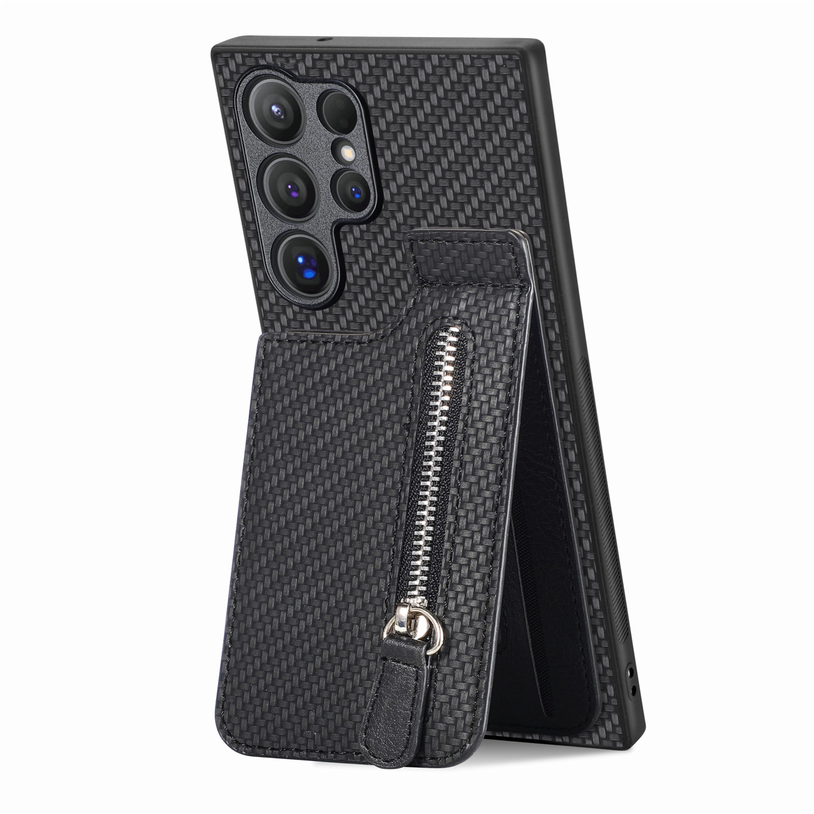 For Samsung Galaxy S24 Ultra 5G Carbon Fiber Vertical Flip Zipper Phone Case(Black) For Samsung Galaxy S24 Ultra 5G Carbon Fiber Vertical Flip Zipper Phone Case(Black)