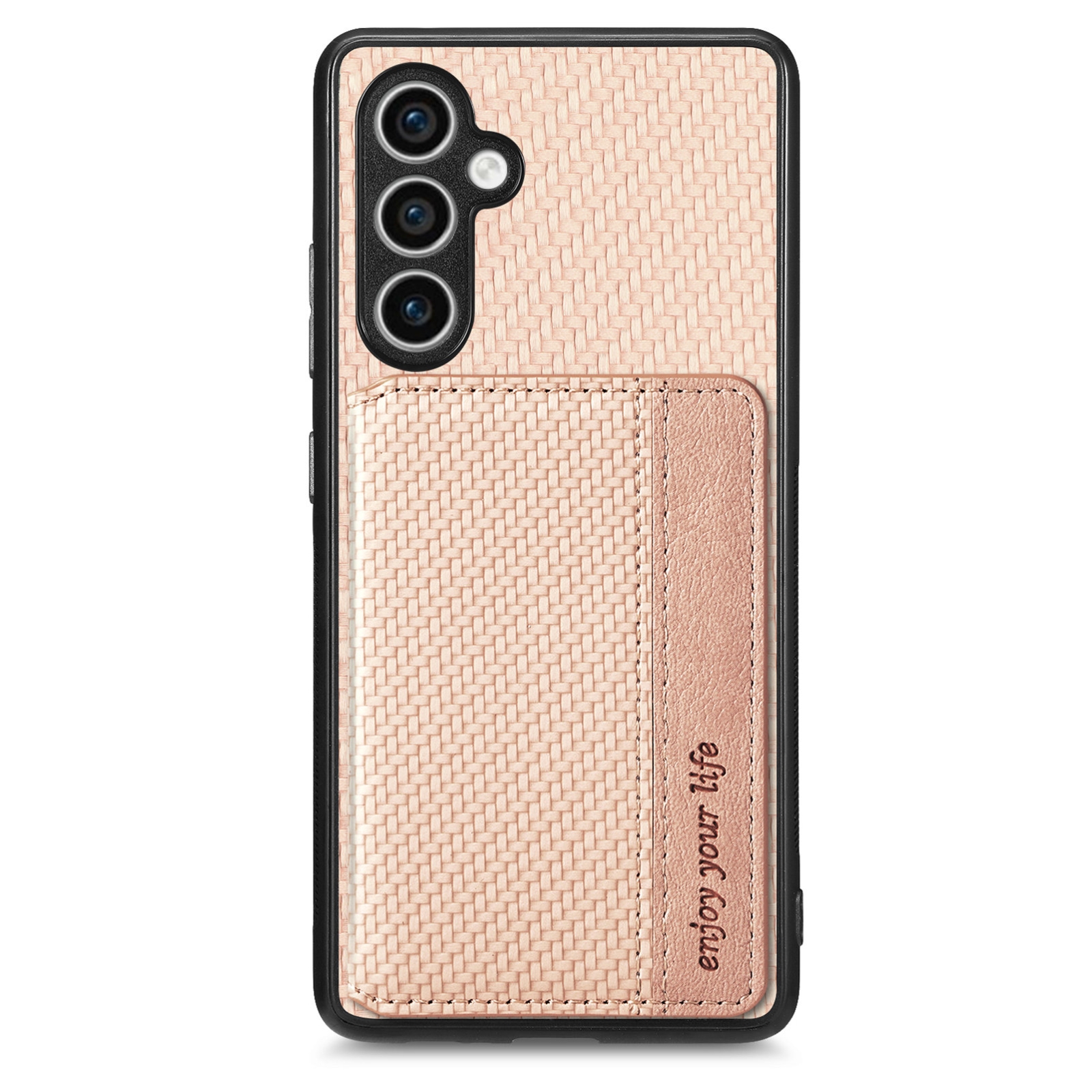 For Samsung Galaxy S23 FE 5G Carbon Fiber Magnetic Card Wallet RFID Blocking Phone Case(Khaki)