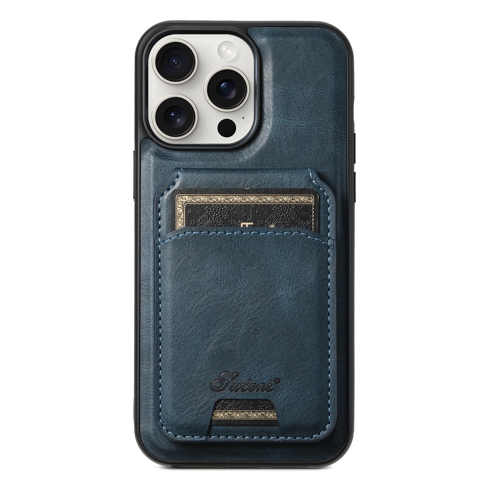For iPhone 15 Pro Max Suteni H15 MagSafe Oil Eax Leather Detachable Wallet Back Phone Case(Blue) For iPhone 15 Pro Max Suteni H15 MagSafe Oil Eax Leather Detachable Wallet Back Phone Case(Blue)