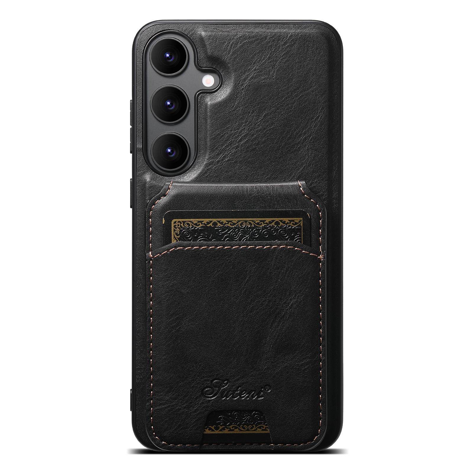 For Samsung Galaxy S25 5G Suteni H15 Oil Eax Leather Detachable Wallet Back Phone Case(Black) For Samsung Galaxy S25 5G Suteni H15 Oil Eax Leather Detachable Wallet Back Phone Case(Black)