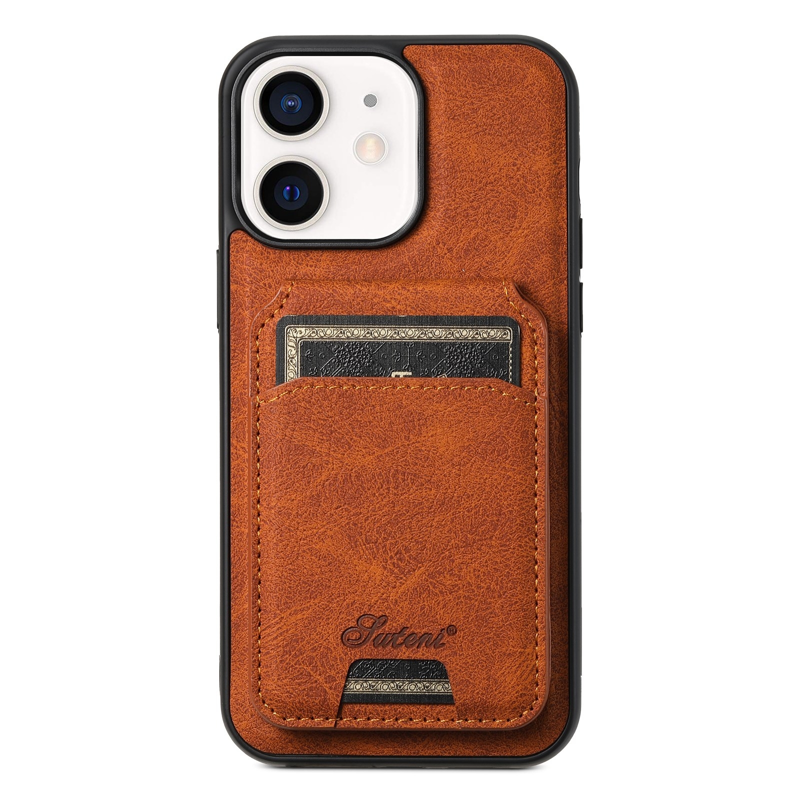 For iPhone 12 Suteni H16 Litchi Texture Leather Detachable Wallet Back Phone Case(Khaki) For iPhone 12 Suteni H16 Litchi Texture Leather Detachable Wallet Back Phone Case(Khaki)