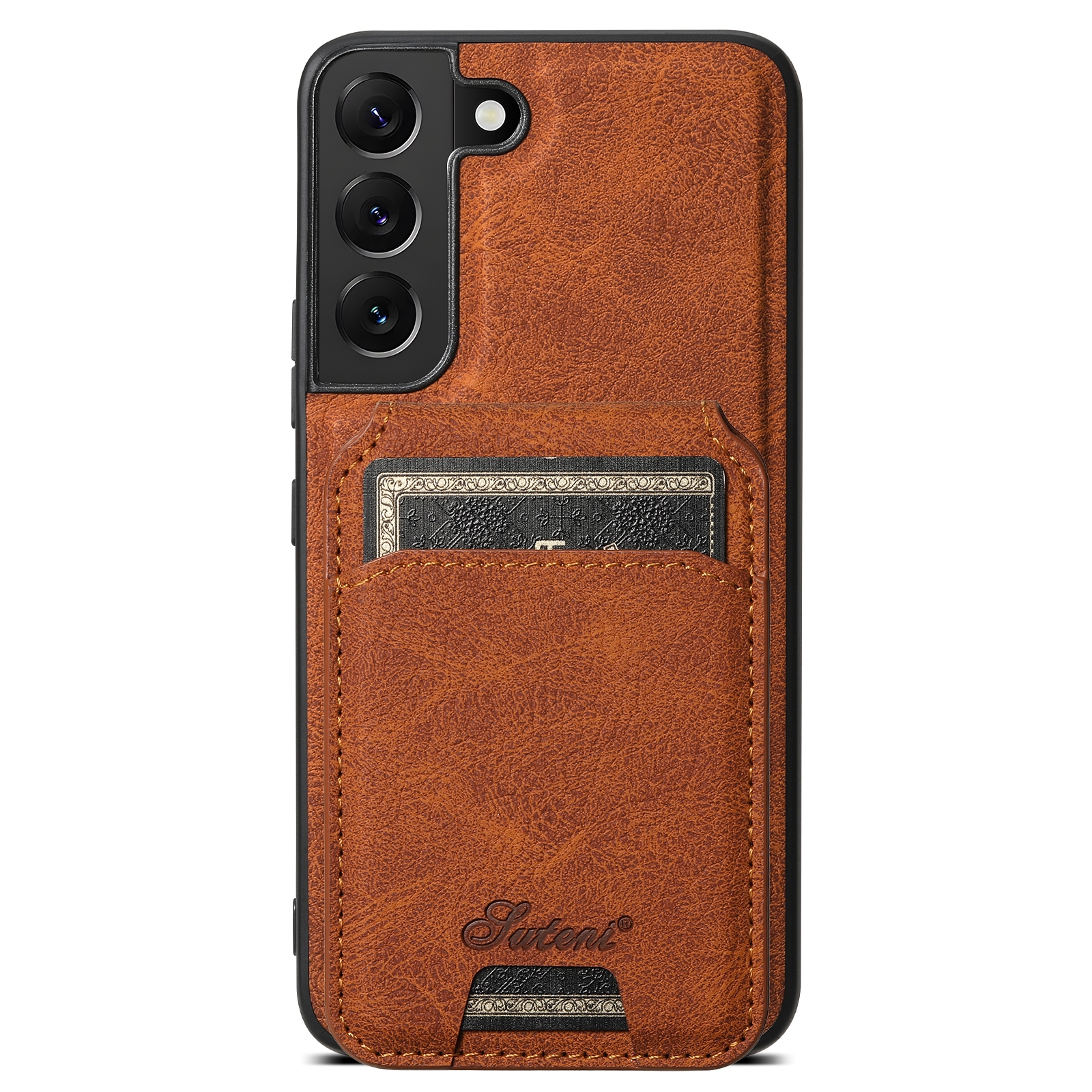 For Samsung Galaxy S22 5G Suteni H16 Litchi Texture Leather Detachable Wallet Back Phone Case(Khaki)