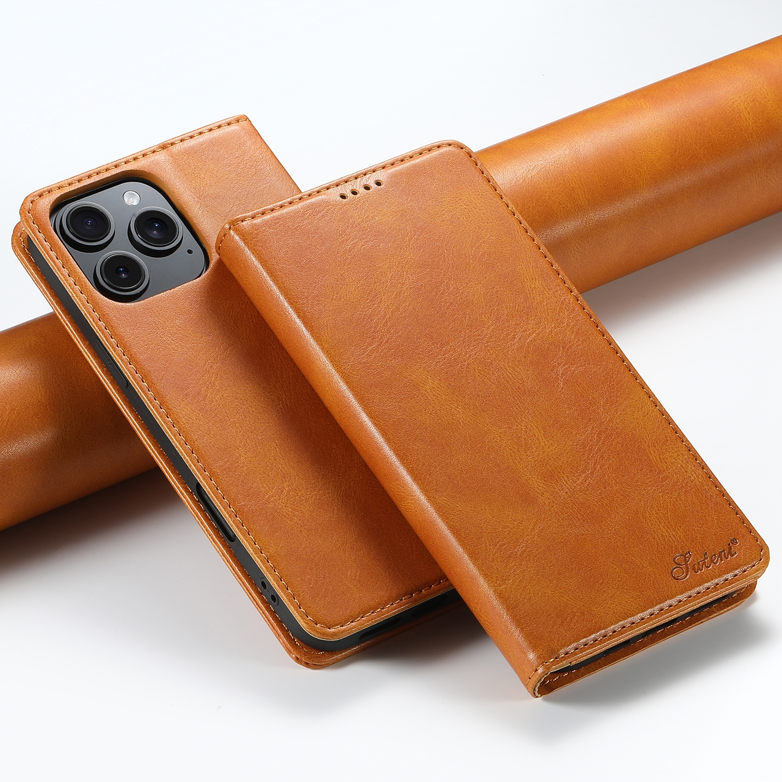 For iPhone 16 Pro Suteni J02 Oil Wax Wallet Leather Phone Case(Khaki) For iPhone 16 Pro Suteni J02 Oil Wax Wallet Leather Phone Case(Khaki)