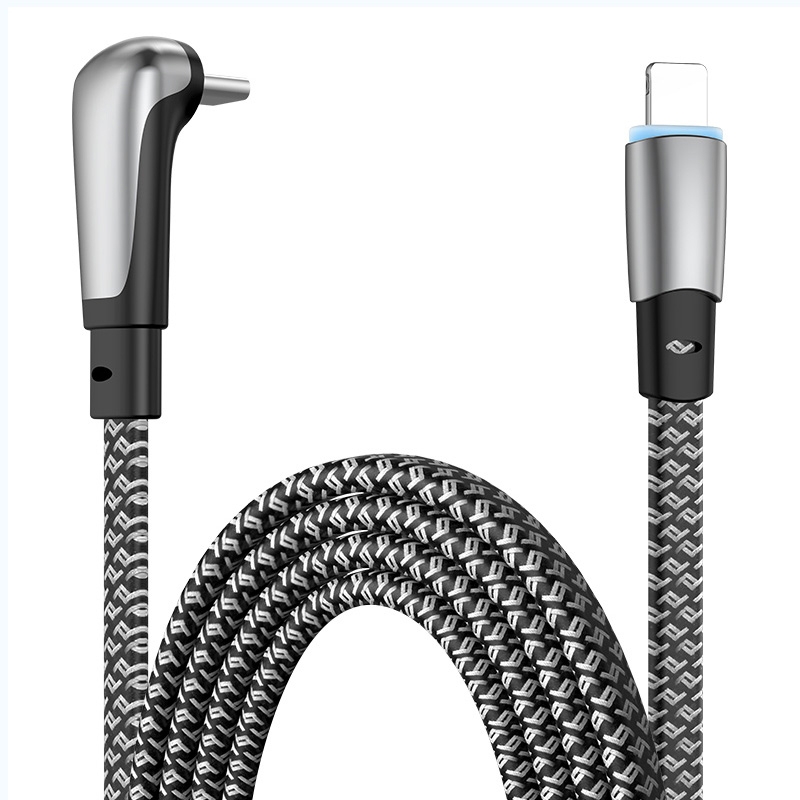 ENKAY PD30W Elbow Type-C to 8 Pin Fast Charging Data Braid Cable with Indicator Light, Length:0.5m ENKAY PD30W Elbow Type-C to 8 Pin Fast Charging Data Braid Cable with Indicator Light, Length:0.5m