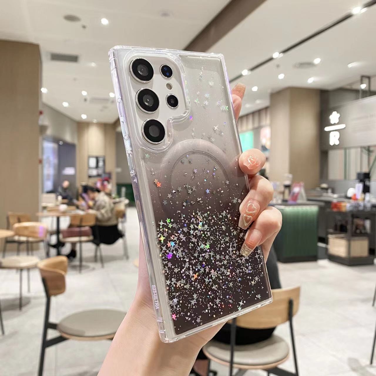 For Samsung Galaxy S22 Ultra 5G MagSafe Glitter Hybrid Clear TPU Phone Case(Purple) For Samsung Galaxy S22 Ultra 5G MagSafe Glitter Hybrid Clear TPU Phone Case(Purple)