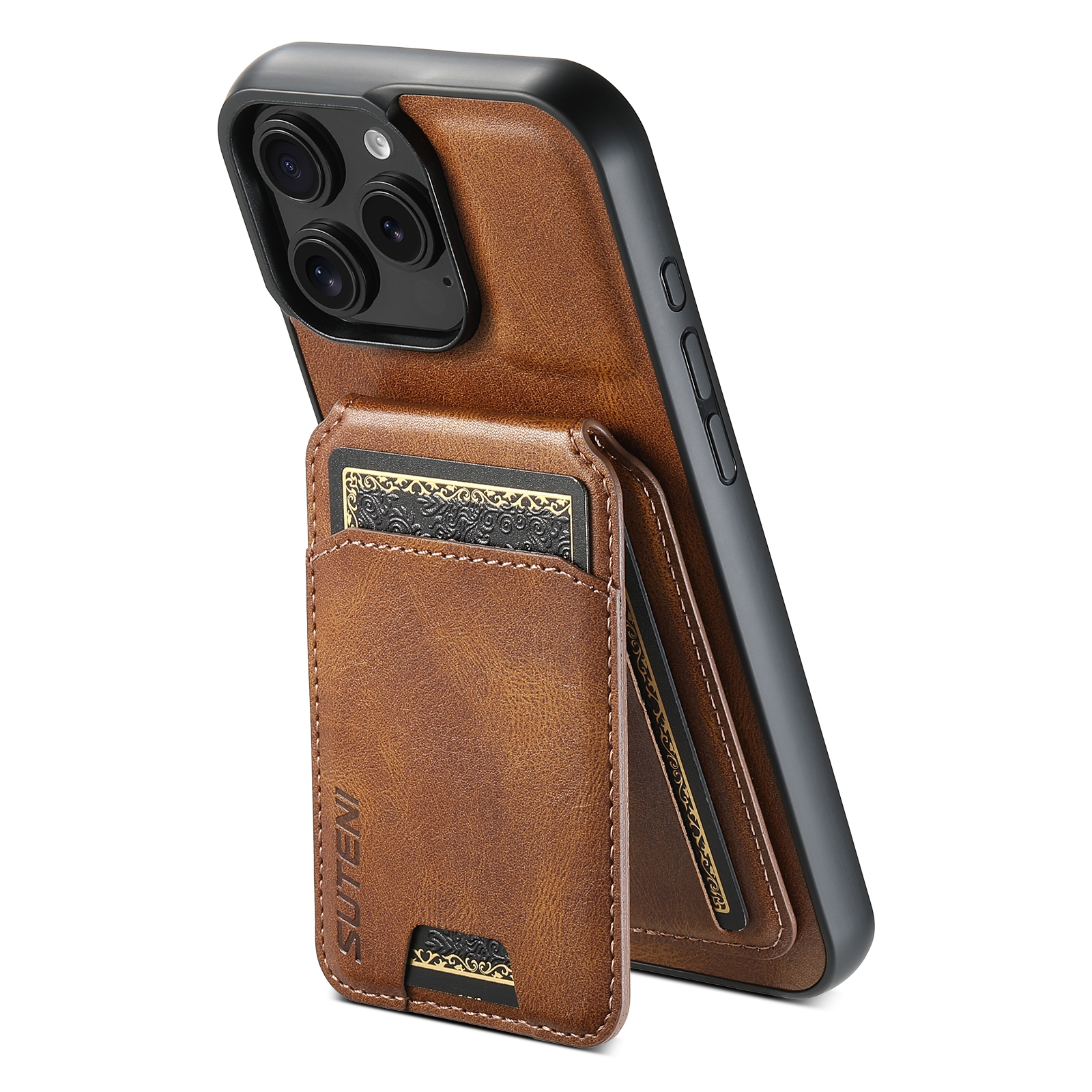 For iPhone 16 Pro Suteni H02 Leather Wallet Stand Back Phone Case(Brown) For iPhone 16 Pro Suteni H02 Leather Wallet Stand Back Phone Case(Brown)