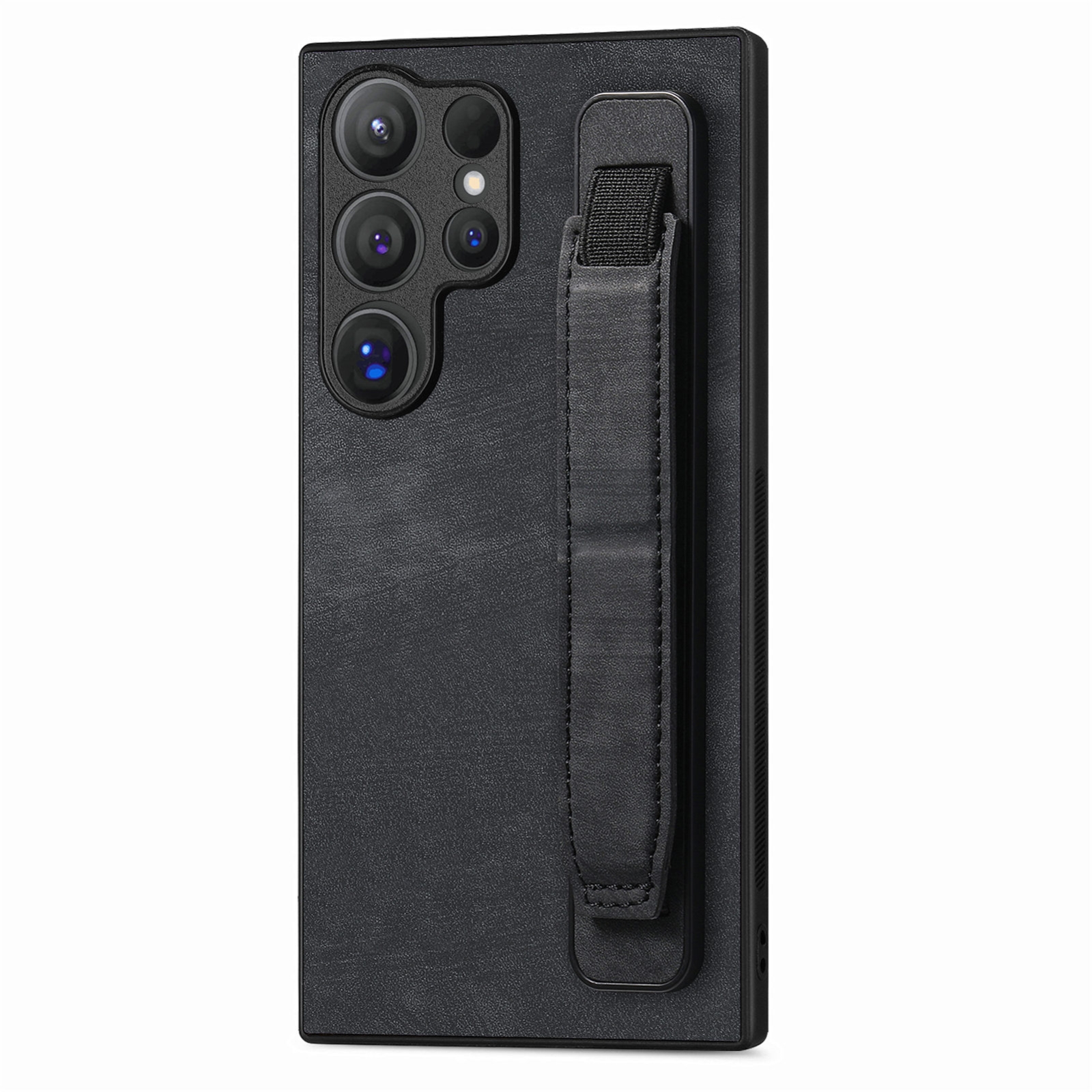 For Samsung Galaxy S24 Ultra 5G Retro Wristband Holder Leather Back Phone Case(Black) For Samsung Galaxy S24 Ultra 5G Retro Wristband Holder Leather Back Phone Case(Black)