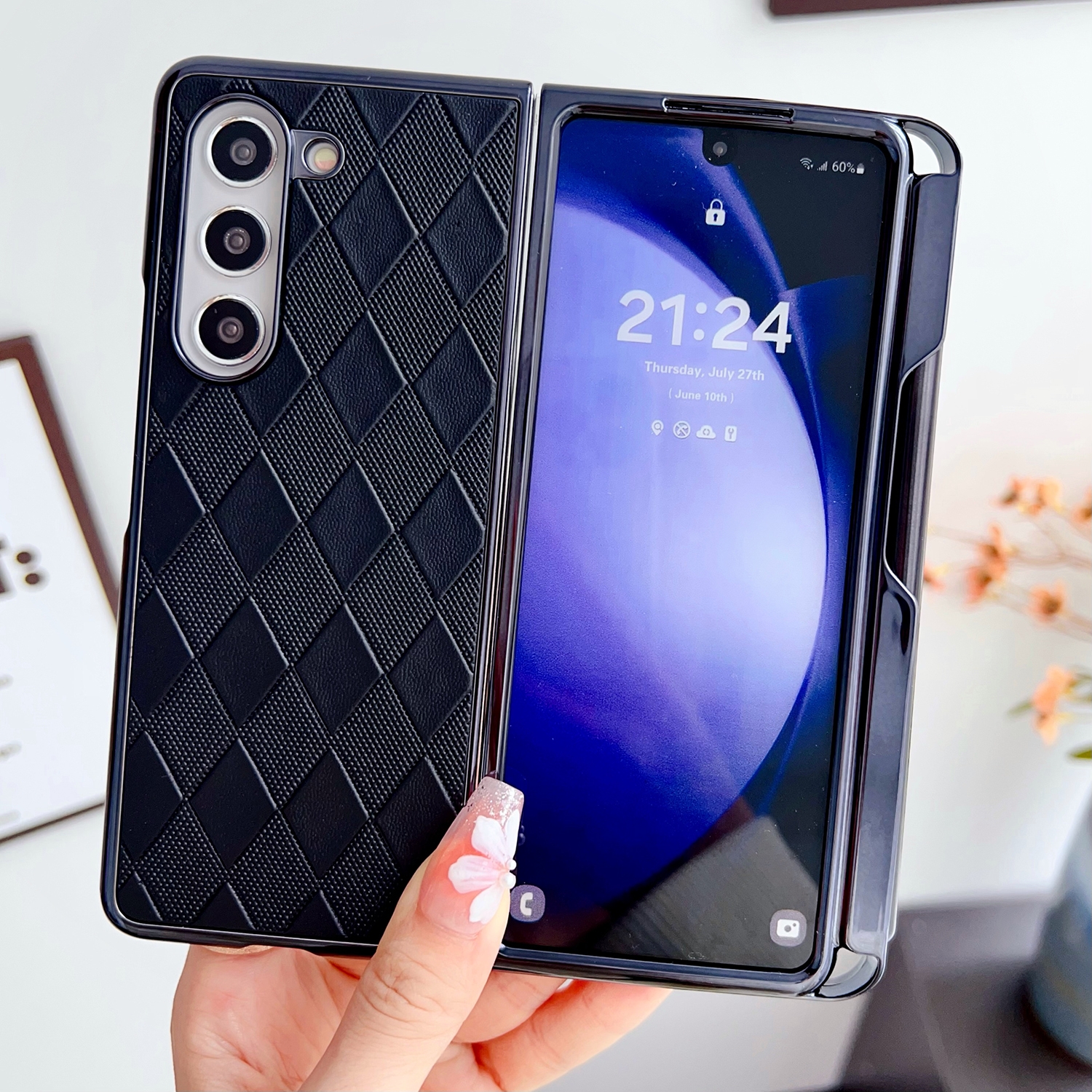 For Samsung Galaxy Z Fold5 5G Diamond Pattern Plating Shockproof Phone Case with Pen(Black) For Samsung Galaxy Z Fold5 5G Diamond Pattern Plating Shockproof Phone Case with Pen(Black)