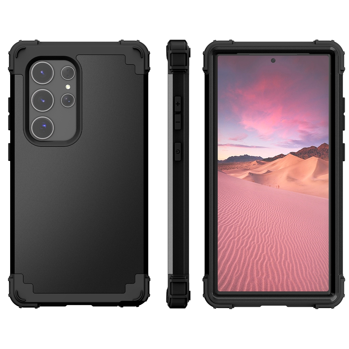 For Samsung Galaxy S24 Ultra 5G 3 in 1 Silicone Hybrid PC Shockproof Phone Case(Black) For Samsung Galaxy S24 Ultra 5G 3 in 1 Silicone Hybrid PC Shockproof Phone Case(Black)