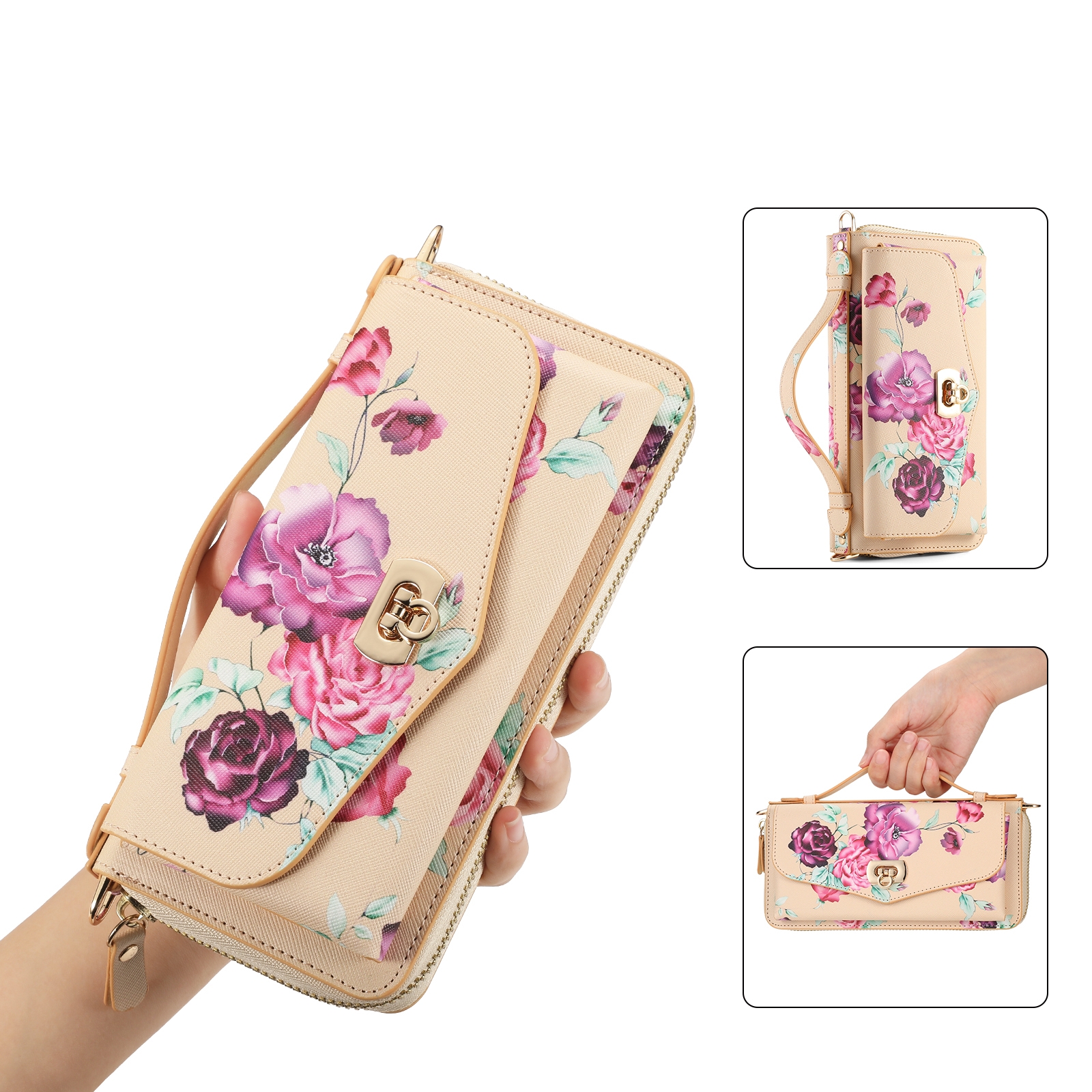 For Samsung Galaxy S22 5G Flower Multi-functional Crossbody Zipper Wallet Leather Phone Case(Yellow) For Samsung Galaxy S22 5G Flower Multi-functional Crossbody Zipper Wallet Leather Phone Case(Yellow)