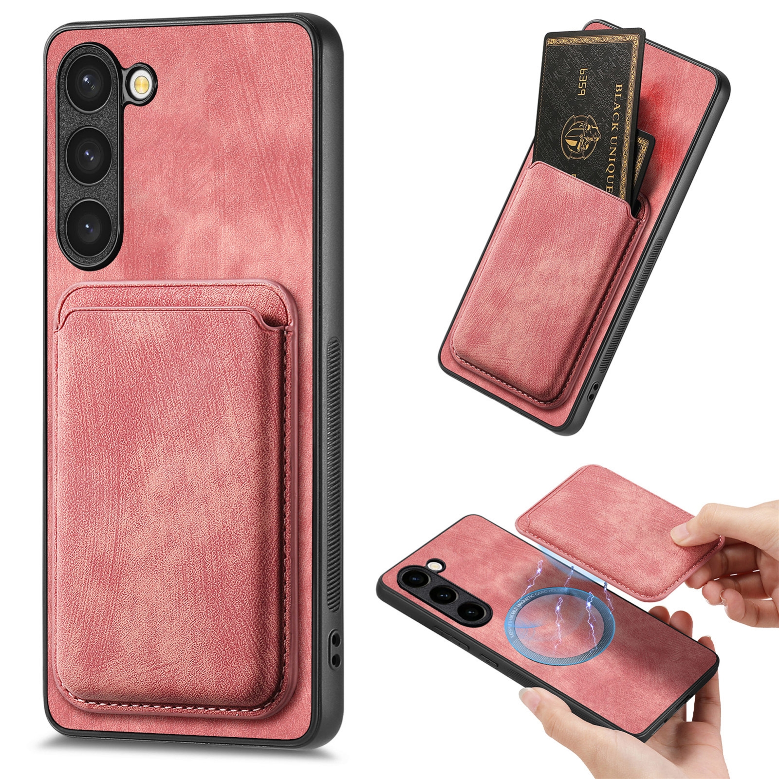 For Samsung Galaxy S23+ 5G Retro Leather Card Bag Magnetic Phone Case(Pink) For Samsung Galaxy S23+ 5G Retro Leather Card Bag Magnetic Phone Case(Pink)