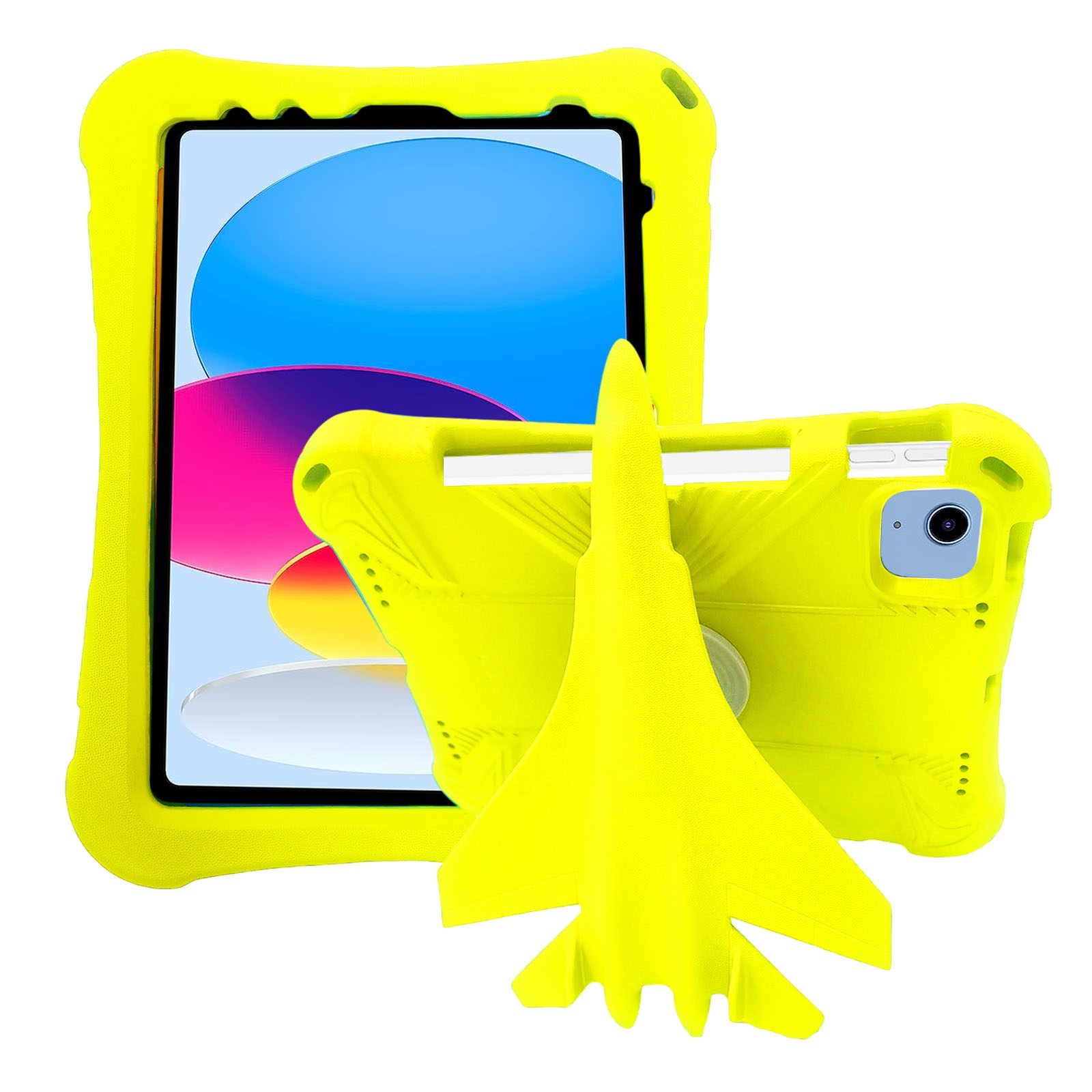 For iPad 10th Gen 10.9 2022 360 Rotation Aircraft Holder EVA Shockproof Tablet Case(Yellow) For iPad 10th Gen 10.9 2022 360 Rotation Aircraft Holder EVA Shockproof Tablet Case(Yellow)