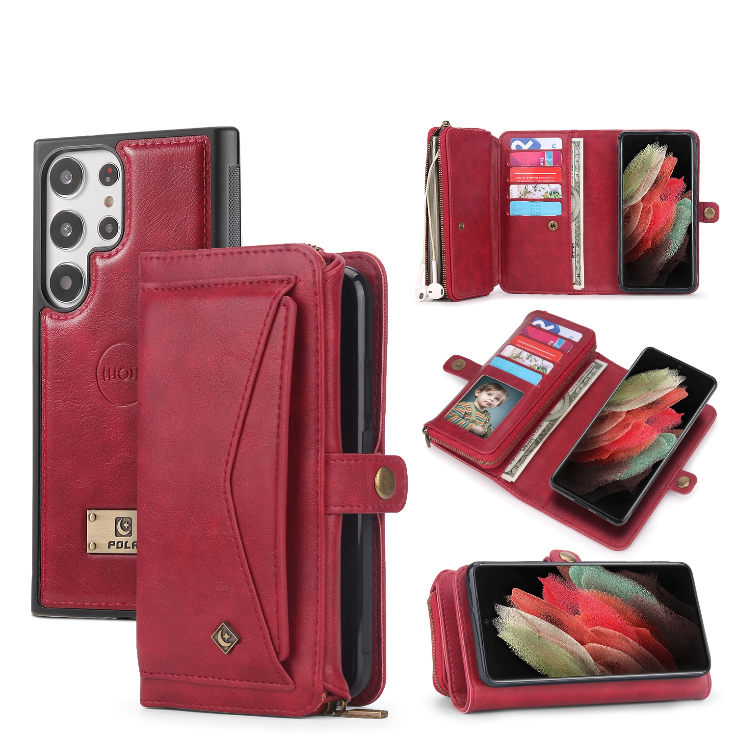 For Samsung Galaxy S23+ 5G Multi-functional Zipper Wallet Leather Phone Case(Red) For Samsung Galaxy S23+ 5G Multi-functional Zipper Wallet Leather Phone Case(Red)