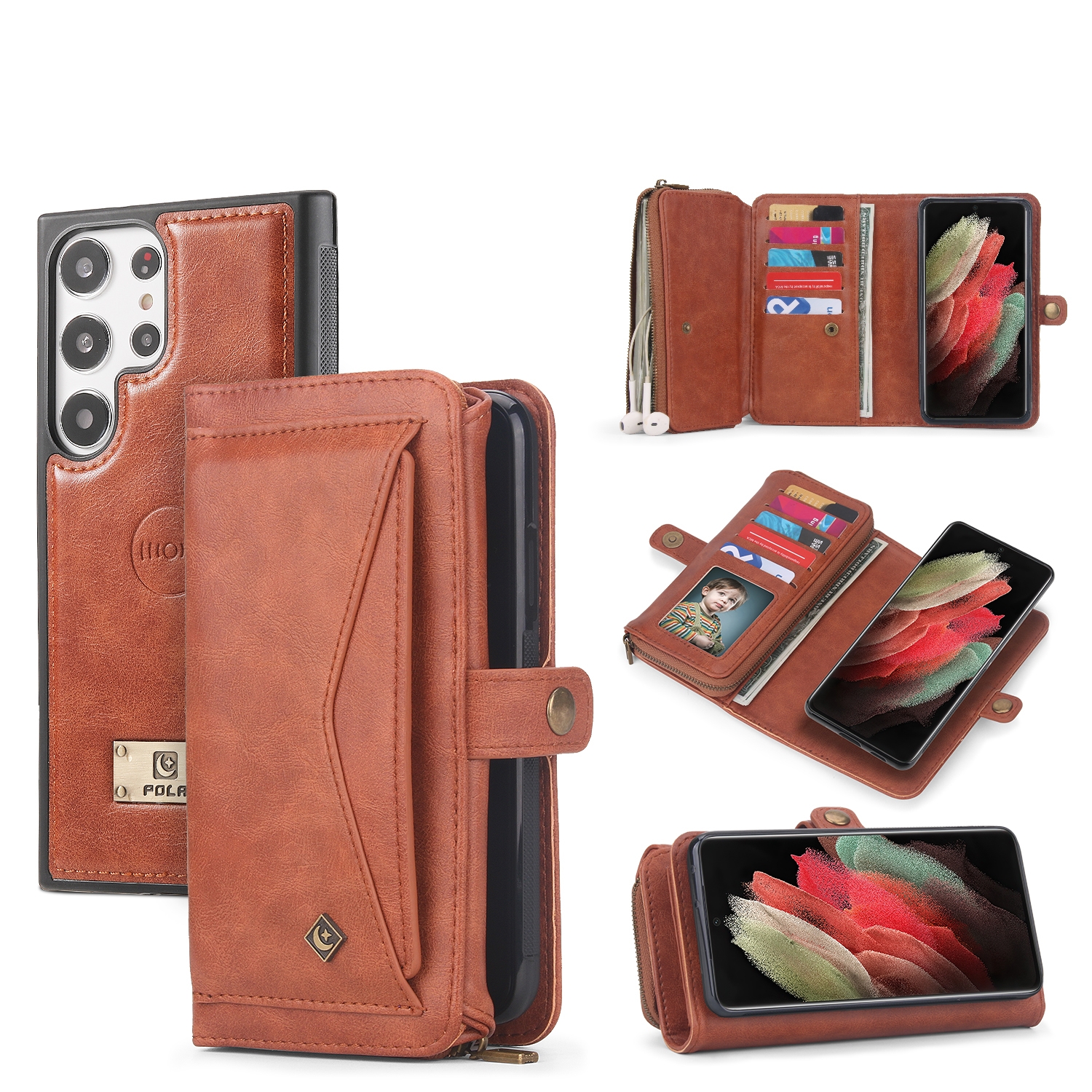 For Samsung Galaxy S23 Ultra 5G Multi-functional Zipper Wallet Leather Phone Case(Orange) For Samsung Galaxy S23 Ultra 5G Multi-functional Zipper Wallet Leather Phone Case(Orange)