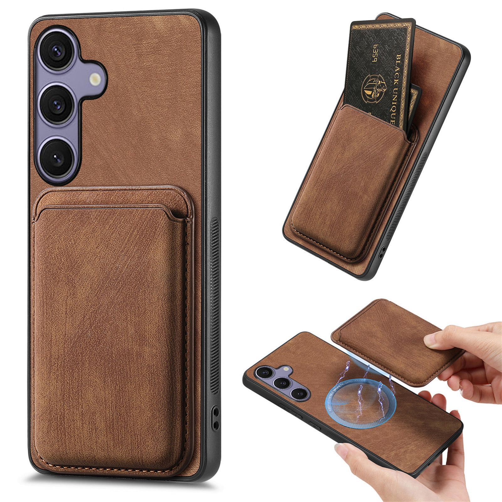 For Samsung Galaxy S25+ 5G Retro Leather Card Bag Magnetic Phone Case(Brown) For Samsung Galaxy S25+ 5G Retro Leather Card Bag Magnetic Phone Case(Brown)