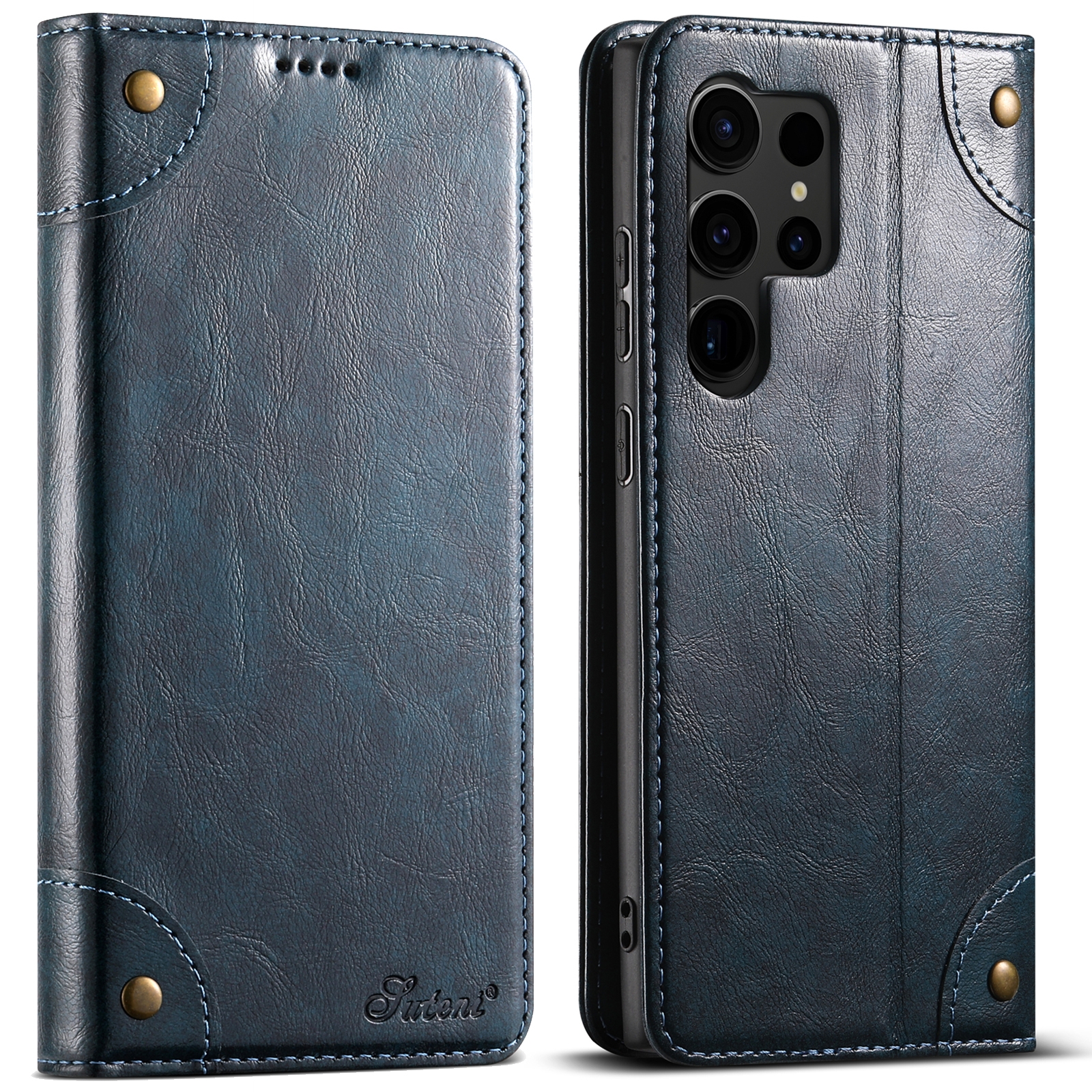 For Samsung Galaxy S23 Ultra 5G Suteni Baroque Calf Texture Buckle Wallet Leather Phone Case(Blue) For Samsung Galaxy S23 Ultra 5G Suteni Baroque Calf Texture Buckle Wallet Leather Phone Case(Blue)