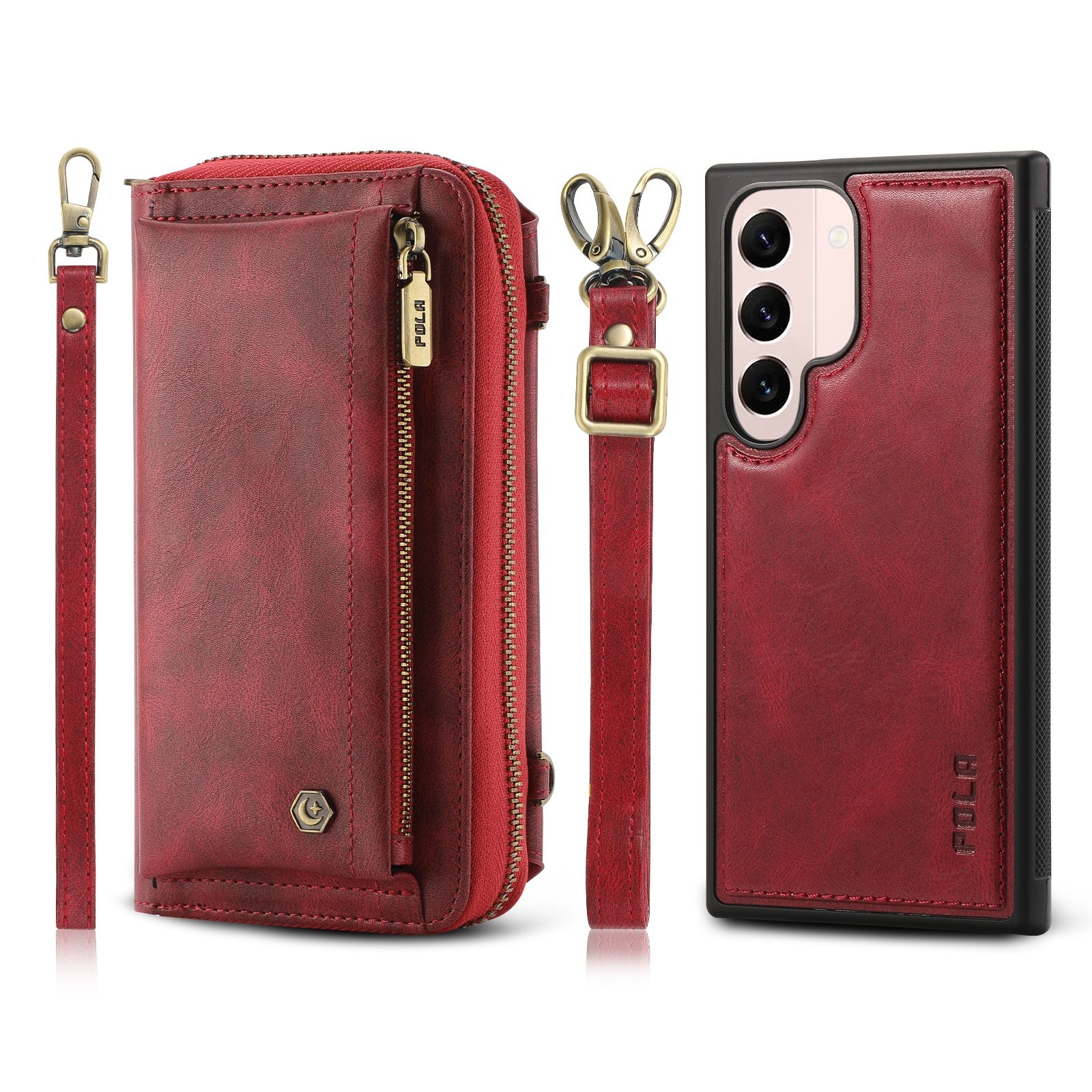 For Samsung Galaxy S22 5G Crossbody Multi-functional Zipper Wallet Leather Phone Case(Red) For Samsung Galaxy S22 5G Crossbody Multi-functional Zipper Wallet Leather Phone Case(Red)