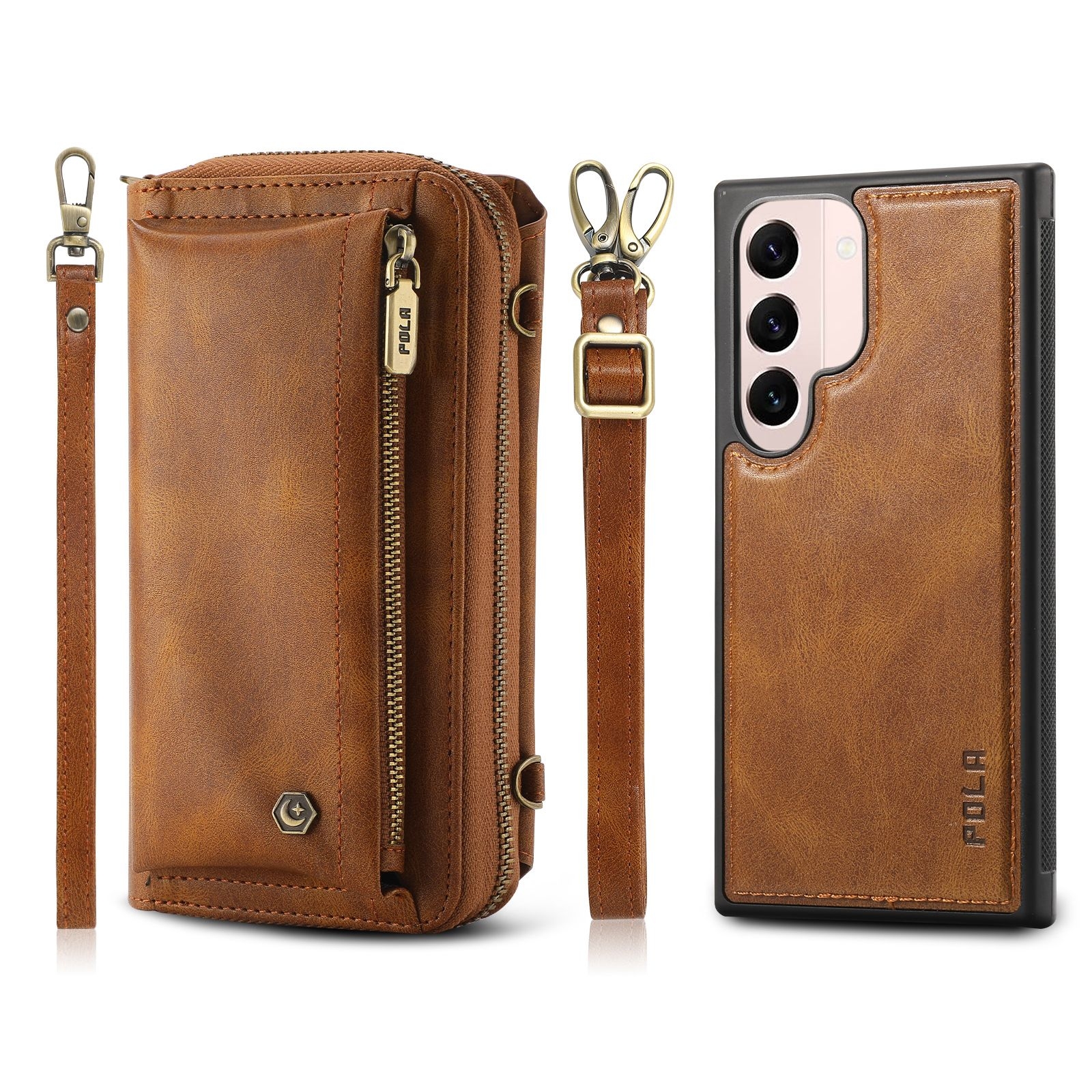 For Samsung Galaxy S22+ 5G Crossbody Multi-functional Zipper Wallet Leather Phone Case(Brown) For Samsung Galaxy S22+ 5G Crossbody Multi-functional Zipper Wallet Leather Phone Case(Brown)