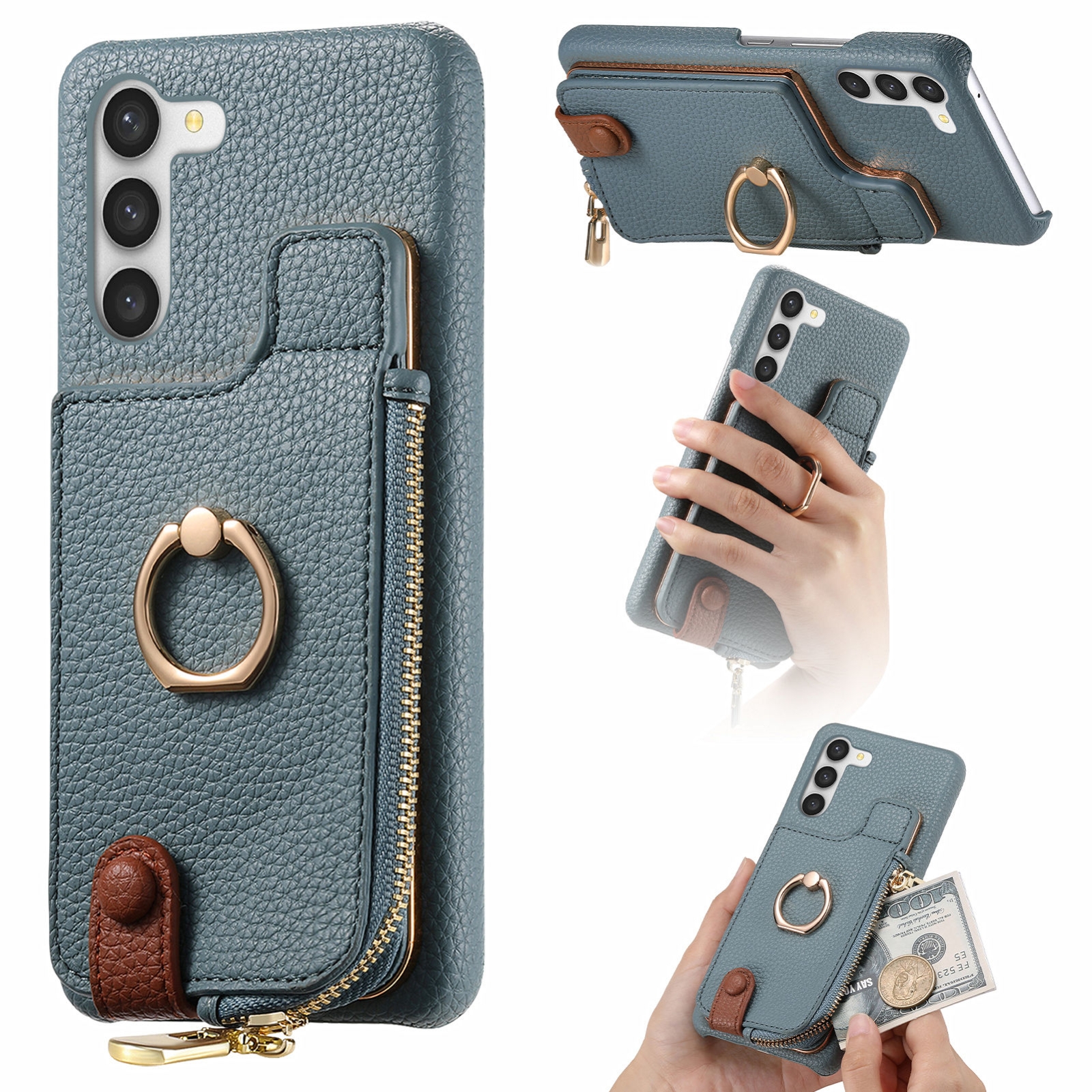 For Samsung Galaxy S23 5G Litchi Leather Oil Edge Ring Zipper Wallet Back Phone Case(Blue) For Samsung Galaxy S23 5G Litchi Leather Oil Edge Ring Zipper Wallet Back Phone Case(Blue)