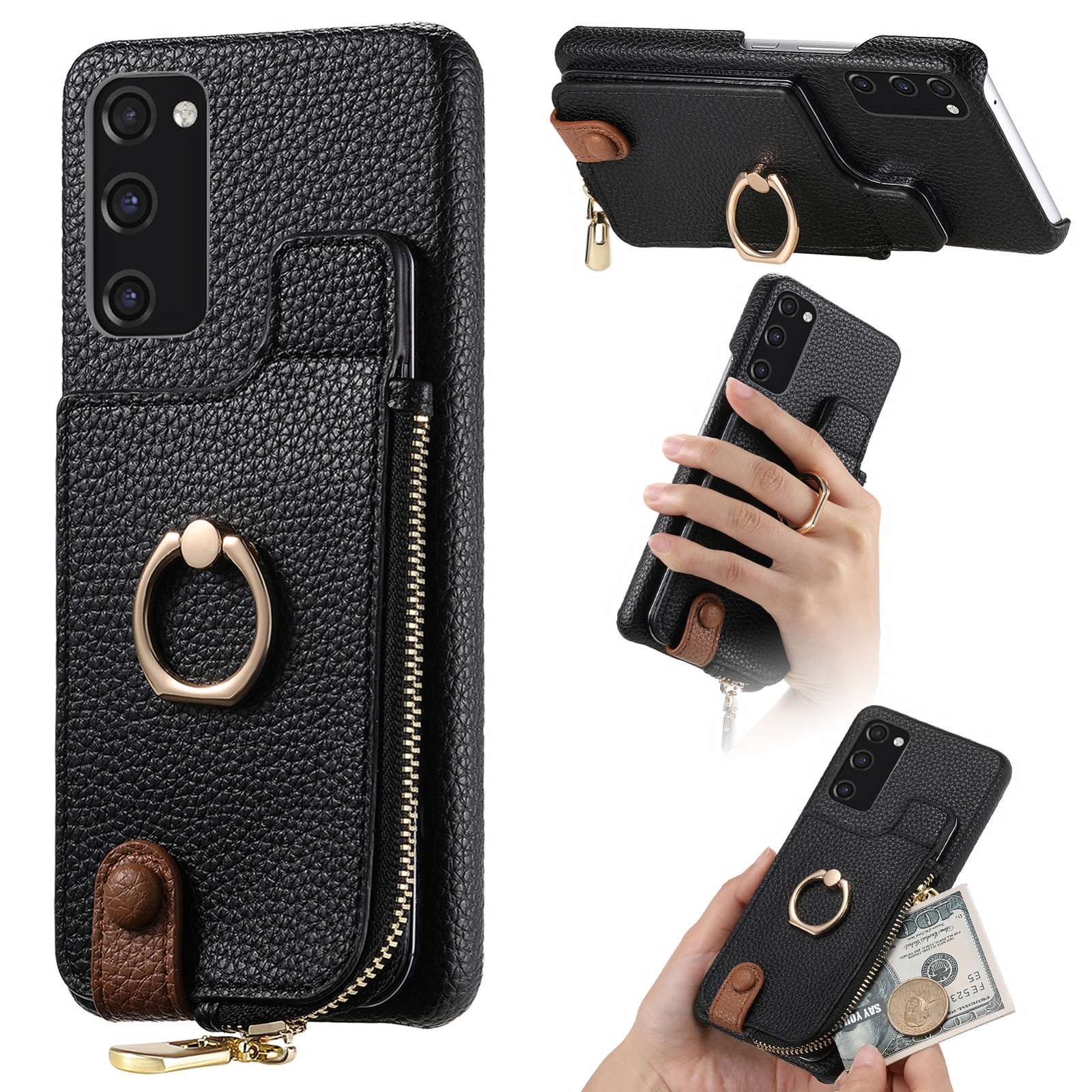 For Samsung Galaxy S20 FE Litchi Leather Oil Edge Ring Zipper Wallet Back Phone Case(Black) For Samsung Galaxy S20 FE Litchi Leather Oil Edge Ring Zipper Wallet Back Phone Case(Black)