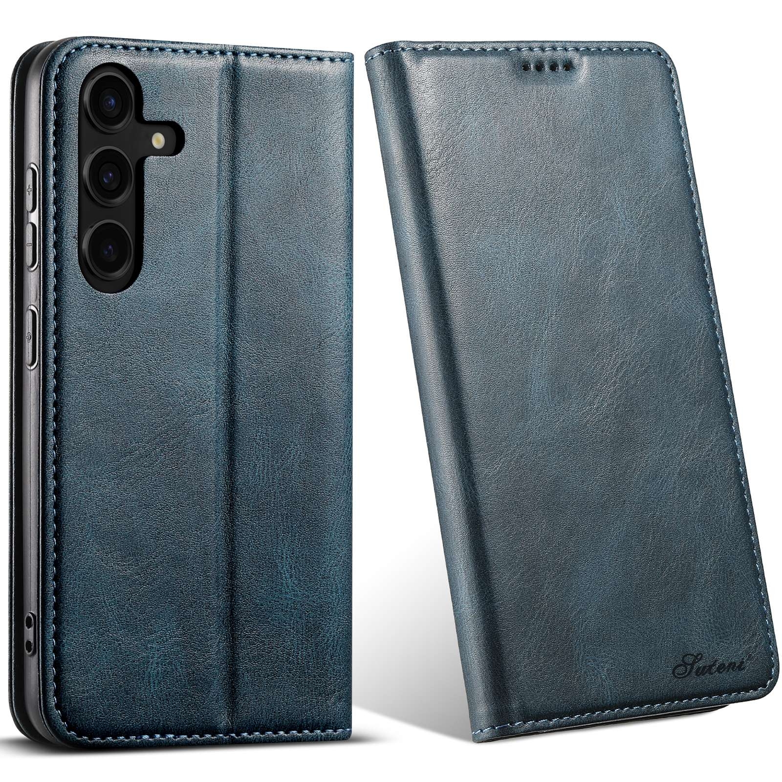 For Samsung Galaxy S23 FE 5G Suteni J02 Oil Wax Wallet Leather Phone Case(Blue) For Samsung Galaxy S23 FE 5G Suteni J02 Oil Wax Wallet Leather Phone Case(Blue)