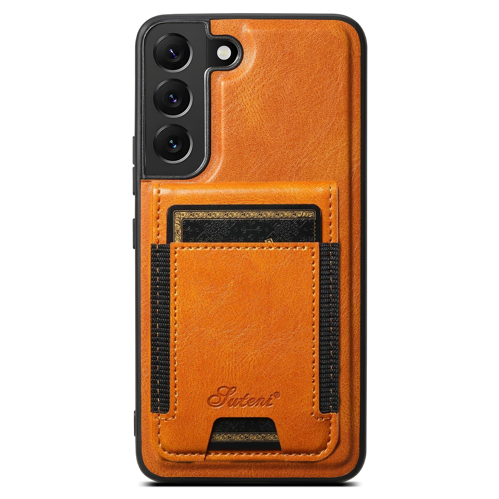 For Samsung Galaxy S22 5G Suteni H17 Oil Eax Leather MagSafe Detachable Wallet Phone Case(Khaki)