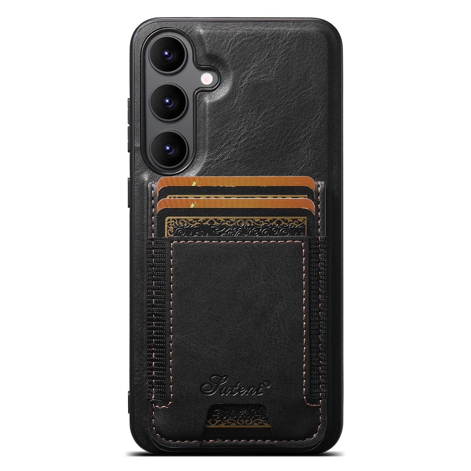 For Samsung Galaxy S25 5G Suteni H17 Oil Eax Leather MagSafe Detachable Wallet Phone Case(Black) For Samsung Galaxy S25 5G Suteni H17 Oil Eax Leather MagSafe Detachable Wallet Phone Case(Black)