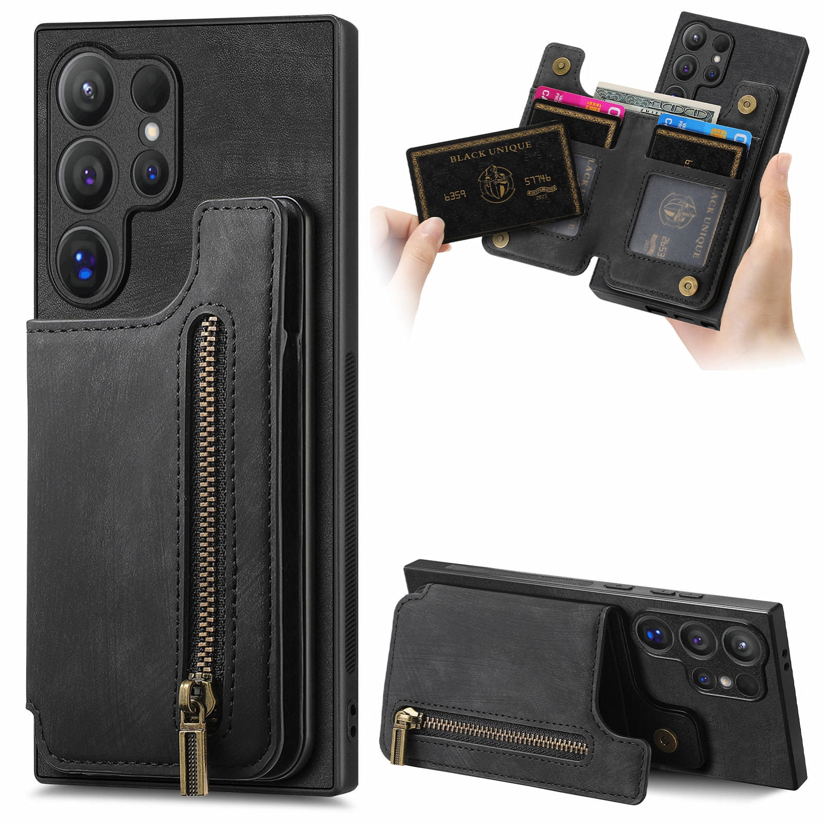 For Samsung Galaxy S24 Ultra 5G Retro Leather Zipper Wallet Back Phone Case(Black) For Samsung Galaxy S24 Ultra 5G Retro Leather Zipper Wallet Back Phone Case(Black)