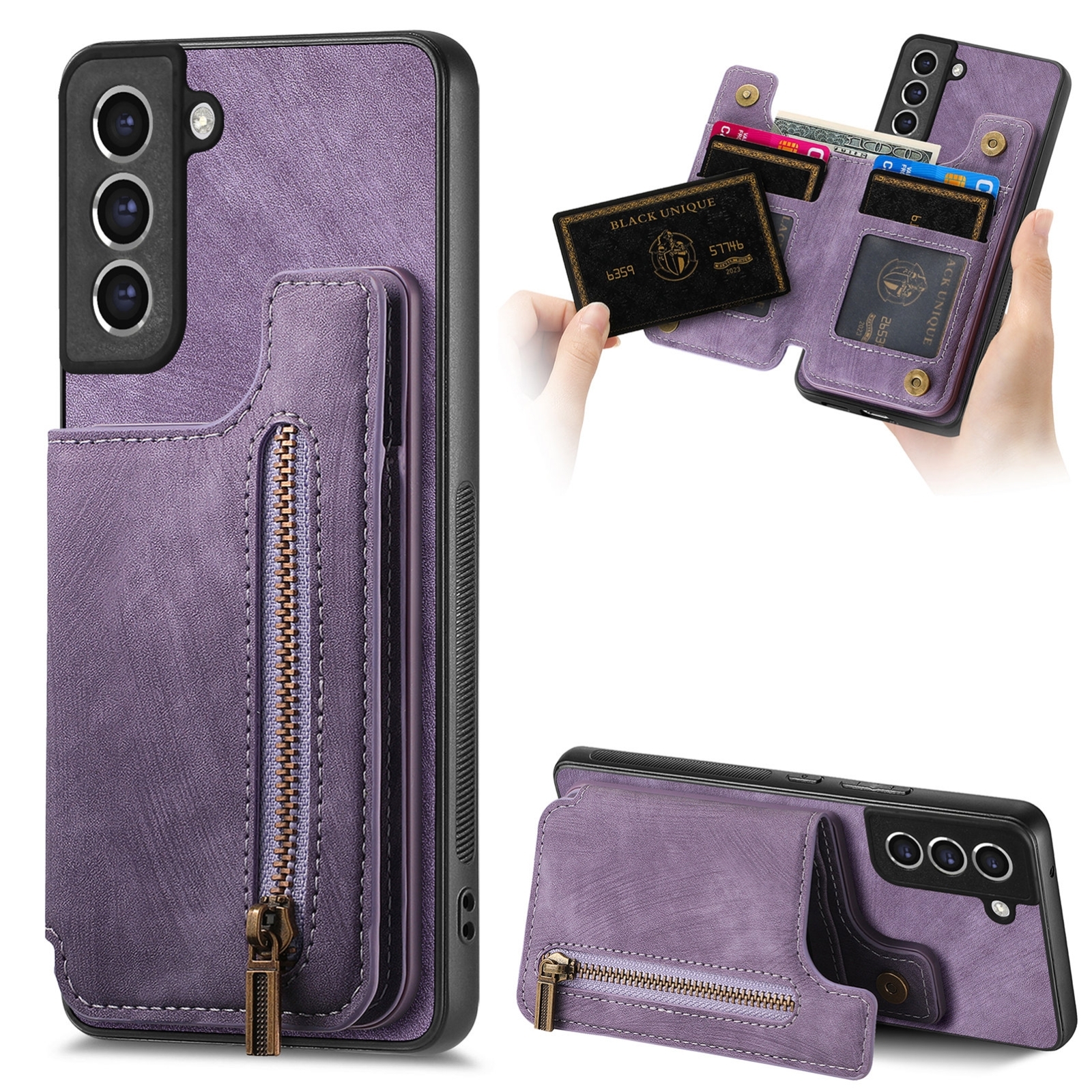 For Samsung Galaxy S23+ 5G Retro Leather Zipper Wallet Back Phone Case(Purple) For Samsung Galaxy S23+ 5G Retro Leather Zipper Wallet Back Phone Case(Purple)