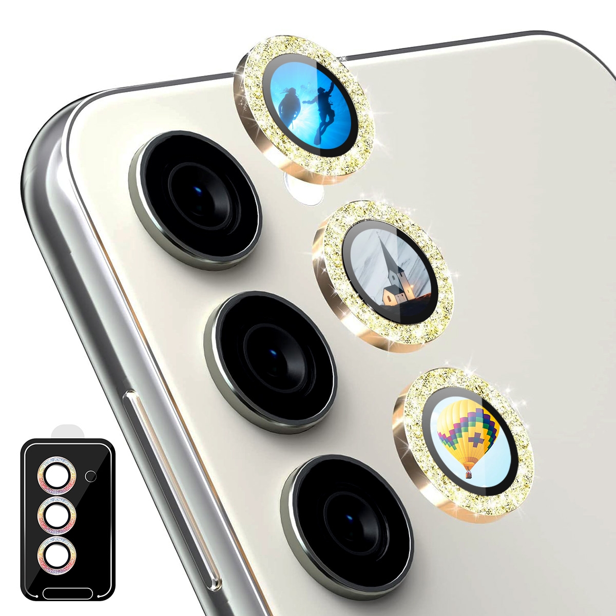 For Samsung Galaxy S24+ 5G ENKAY Hat-Prince AR 9H Rear Lens Glitter Aluminium Alloy Tempered Glass Film(Golden) For Samsung Galaxy S24+ 5G ENKAY Hat-Prince AR 9H Rear Lens Glitter Aluminium Alloy Tempered Glass Film(Golden)