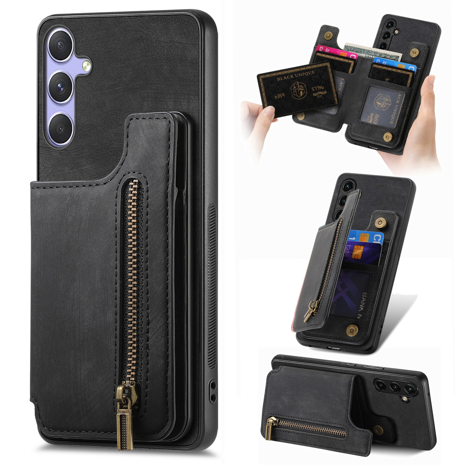 For Samsung Galaxy S25+ 5G Retro Leather Zipper Wallet Back Phone Case(Black) For Samsung Galaxy S25+ 5G Retro Leather Zipper Wallet Back Phone Case(Black)