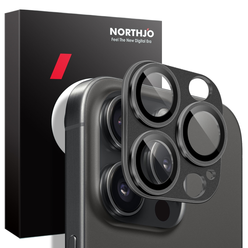 For iPhone 15 Pro / 15 Pro Max NORTHJO Matte Camera Lens Protector Tempered Glass Rear Lens Film(Black)