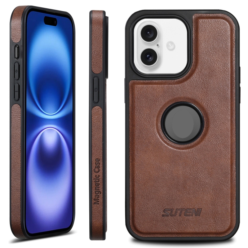 For iPhone 16 Suteni G1 Magsafe Leather Back Phone Case(Brown) For iPhone 16 Suteni G1 Magsafe Leather Back Phone Case(Brown)