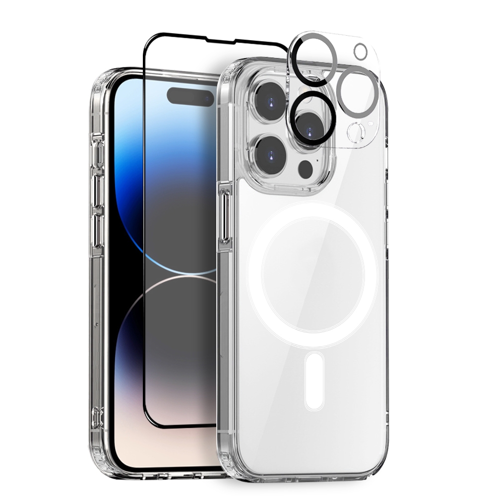 For iPhone 14 Pro NORTHJO 3 in 1 Magsafe Clear Phone Case with Screen Film + Rear Lens Film For iPhone 14 Pro NORTHJO 3 in 1 Magsafe Clear Phone Case with Screen Film + Rear Lens Film