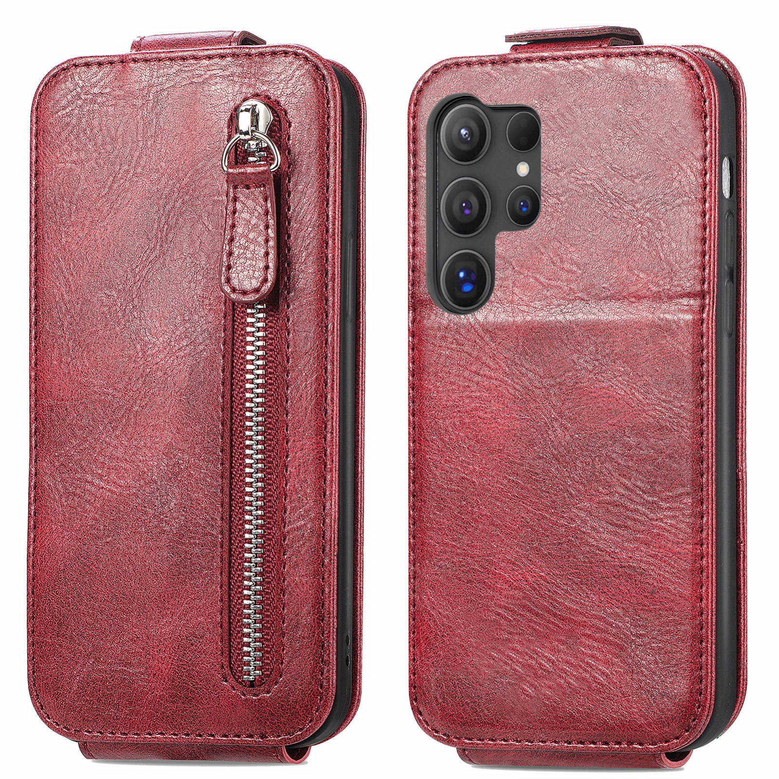 For Samsung Galaxy S24 Ultra 5G Zipper Wallet Vertical Flip Leather Phone Case(Red) For Samsung Galaxy S24 Ultra 5G Zipper Wallet Vertical Flip Leather Phone Case(Red)