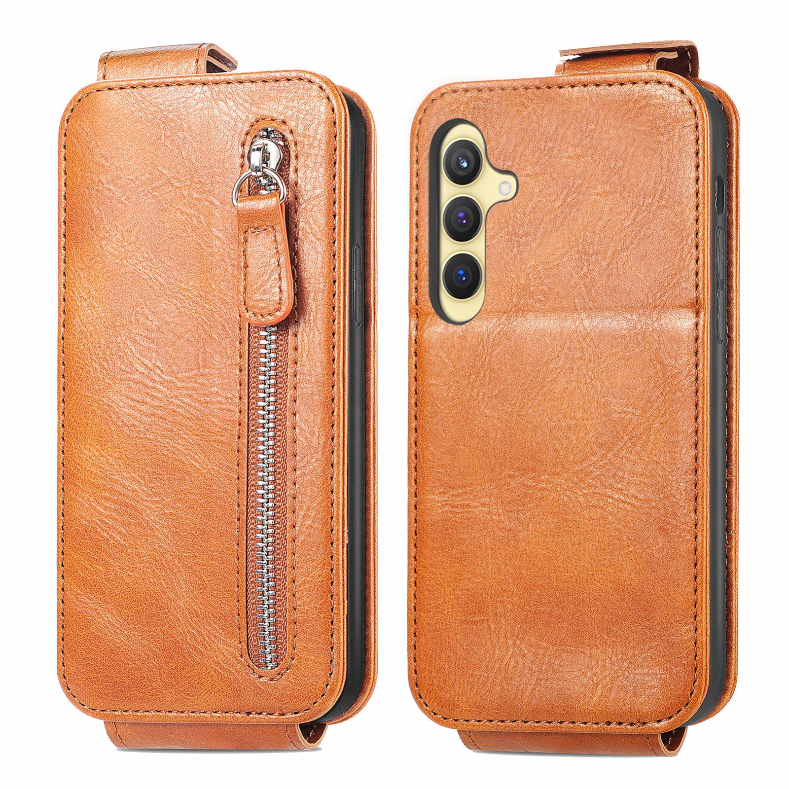 For Samsung Galaxy S24 5G Zipper Wallet Vertical Flip Leather Phone Case(Brown) For Samsung Galaxy S24 5G Zipper Wallet Vertical Flip Leather Phone Case(Brown)