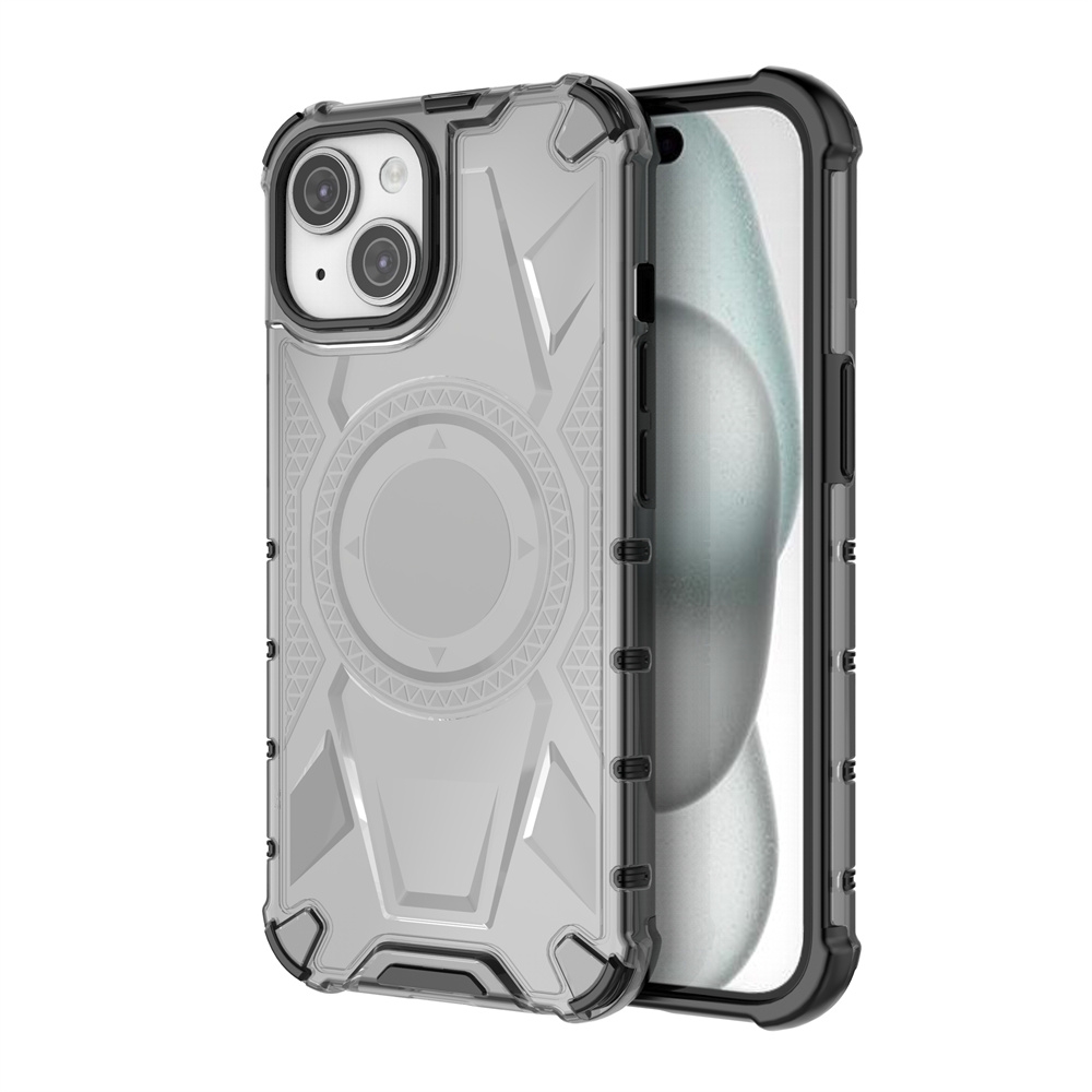 For iPhone 15 Armor Holder PC Hybrid TPU Phone Case(Black) For iPhone 15 Armor Holder PC Hybrid TPU Phone Case(Black)