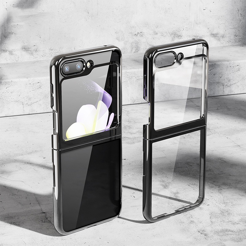 For Samsung Galaxy Z Flip6 5G Electroplating Transparent Shockproof Phone Case(Black) For Samsung Galaxy Z Flip6 5G Electroplating Transparent Shockproof Phone Case(Black)