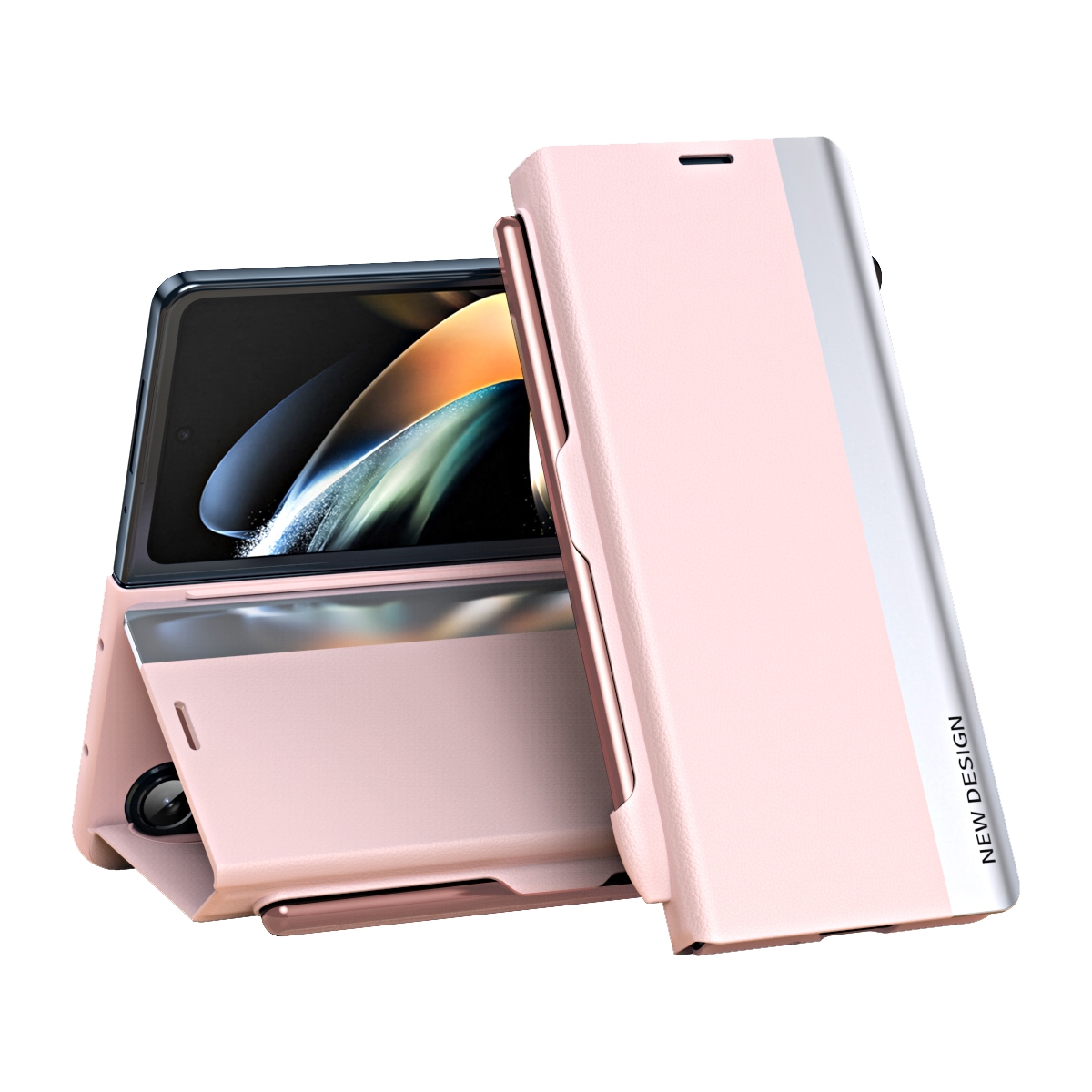 For Samsung Galaxy Z Fold6 5G Side Electroplated Adsorption Leather Phone Case with Pen Slot(Pink) For Samsung Galaxy Z Fold6 5G Side Electroplated Adsorption Leather Phone Case with Pen Slot(Pink)