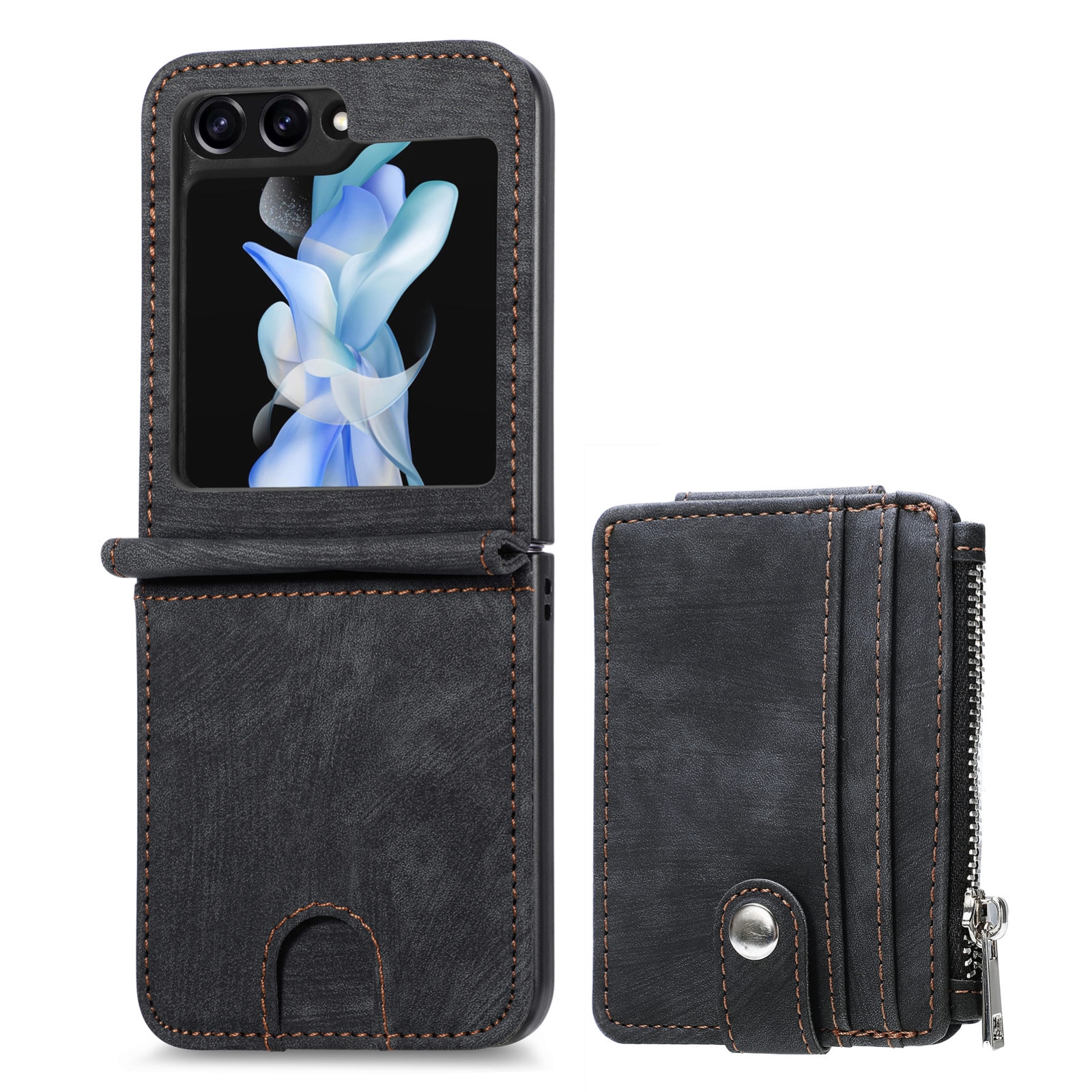 For Samsung Galaxy Z Flip6 5G Skin-feel PU Zipper Wallet Phone Case(Black) For Samsung Galaxy Z Flip6 5G Skin-feel PU Zipper Wallet Phone Case(Black)